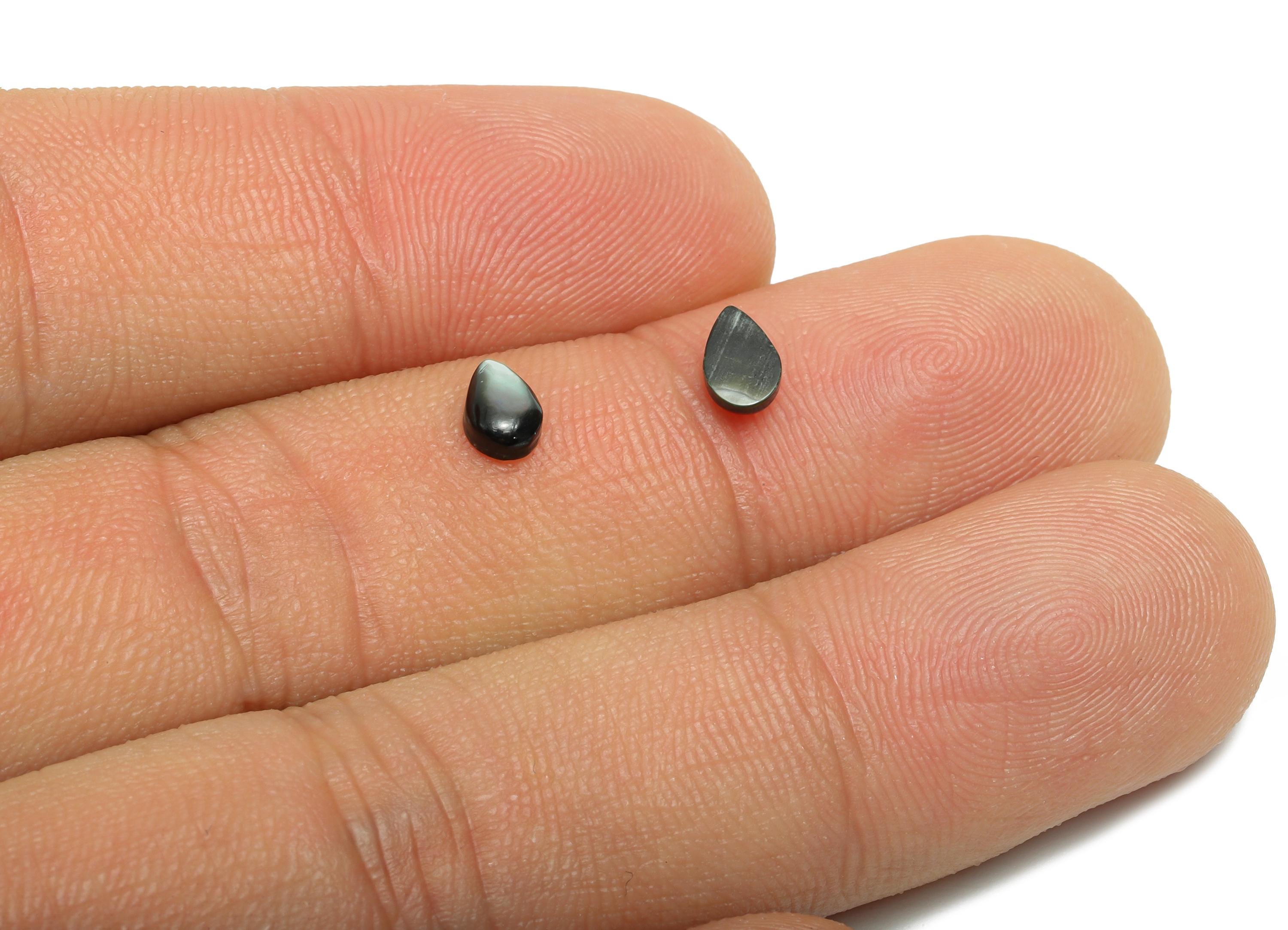 4x6mm Teardrop Natural Black Shells Cabochon - Cabochon DIY Gemstone Setting - Cabochon for Rings or Pendants - DIY Jewelry Craft - NS3048