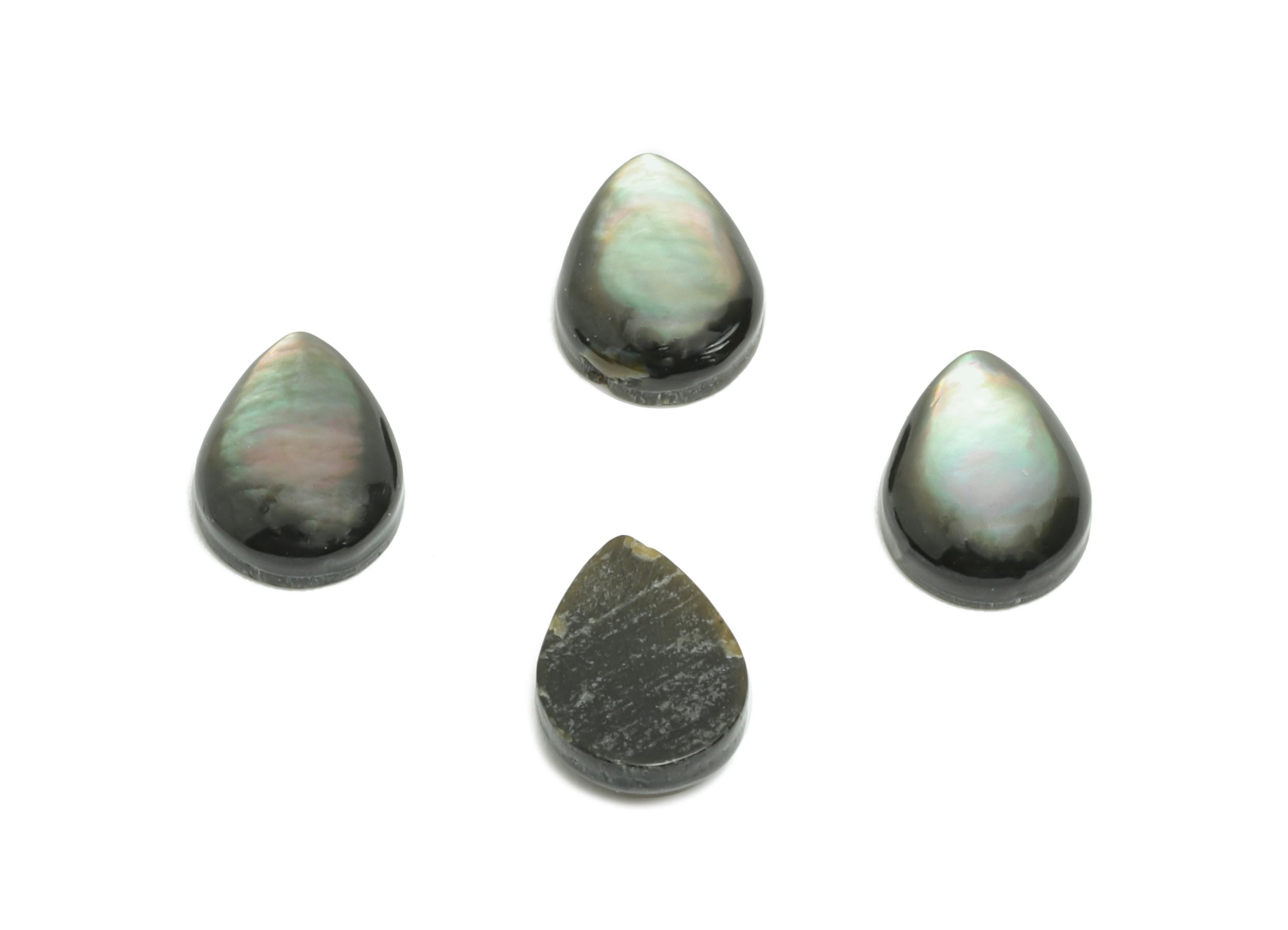 5x7mm Teardrop Natural Black Shells Cabochon - Cabochon DIY Gemstone Setting - Cabochon for Rings or Pendants - DIY Jewelry Craft - NS3050