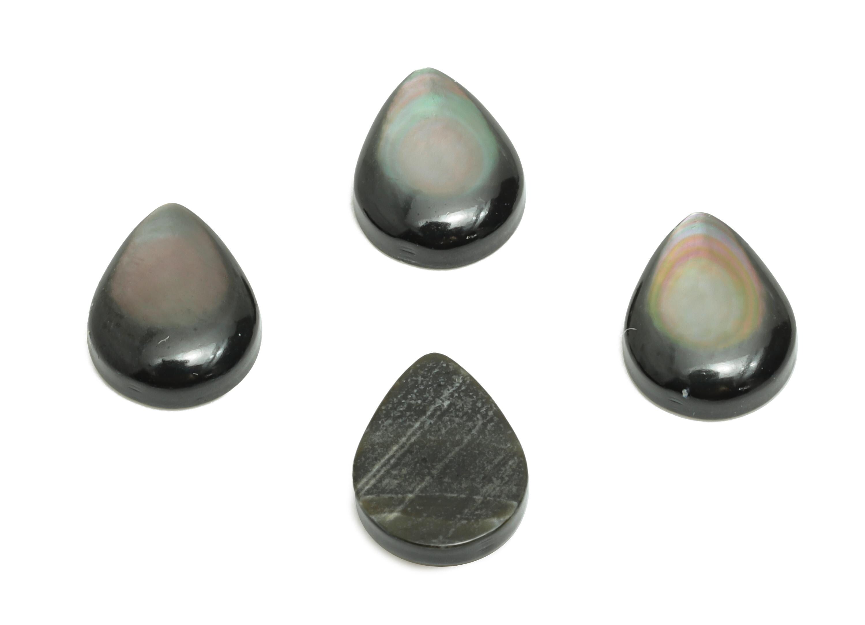 6x8mm Teardrop Natural Black Shells Cabochon - Cabochon DIY Gemstone Setting - Cabochon for Rings or Pendants - DIY Jewelry Craft - NS3052