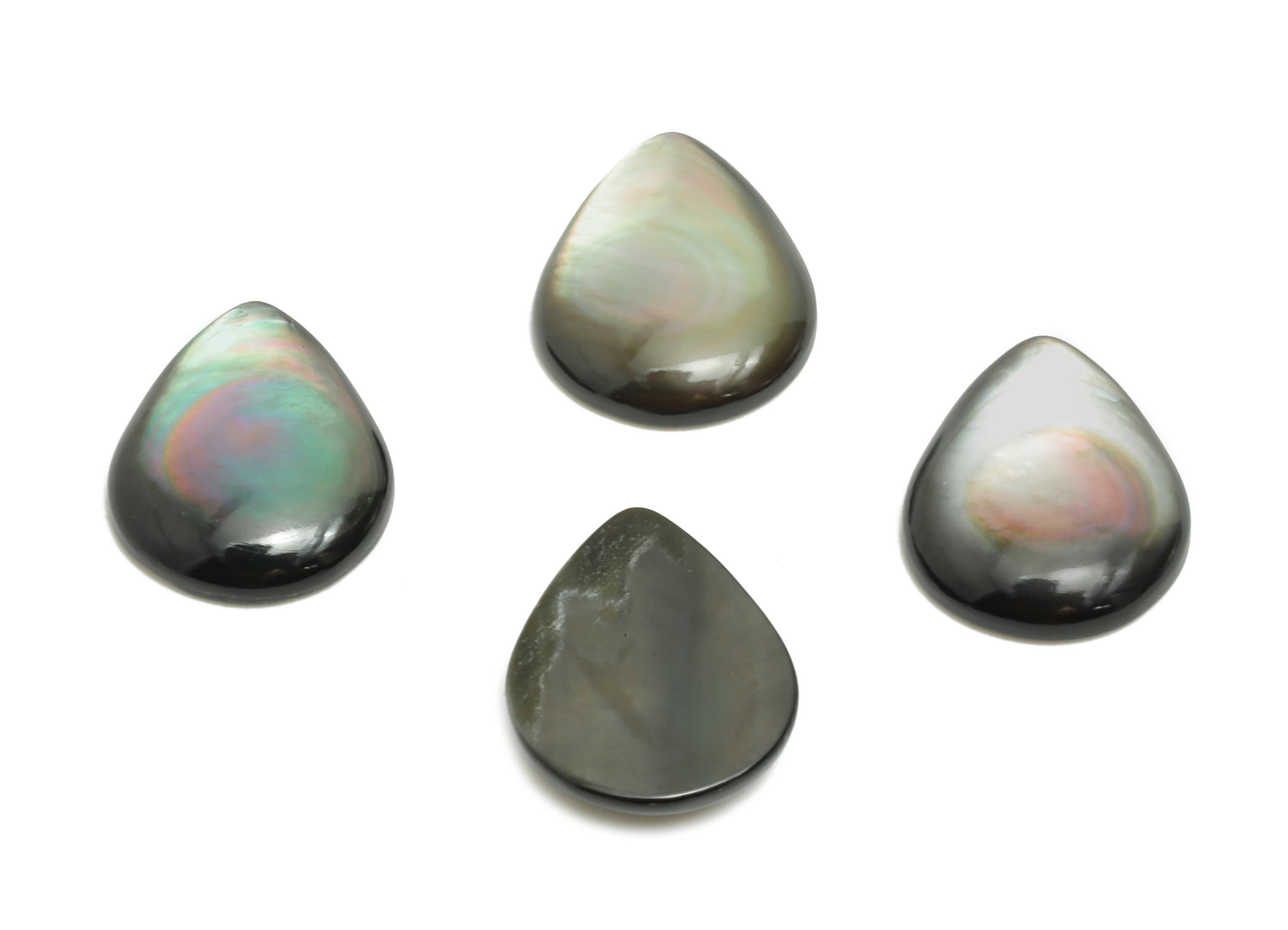 8x10mm Teardrop Natural Black Shells Cabochon - Cabochon DIY Gemstone Setting - Cabochon for Rings or Pendants - DIY Jewelry Craft - NS3054