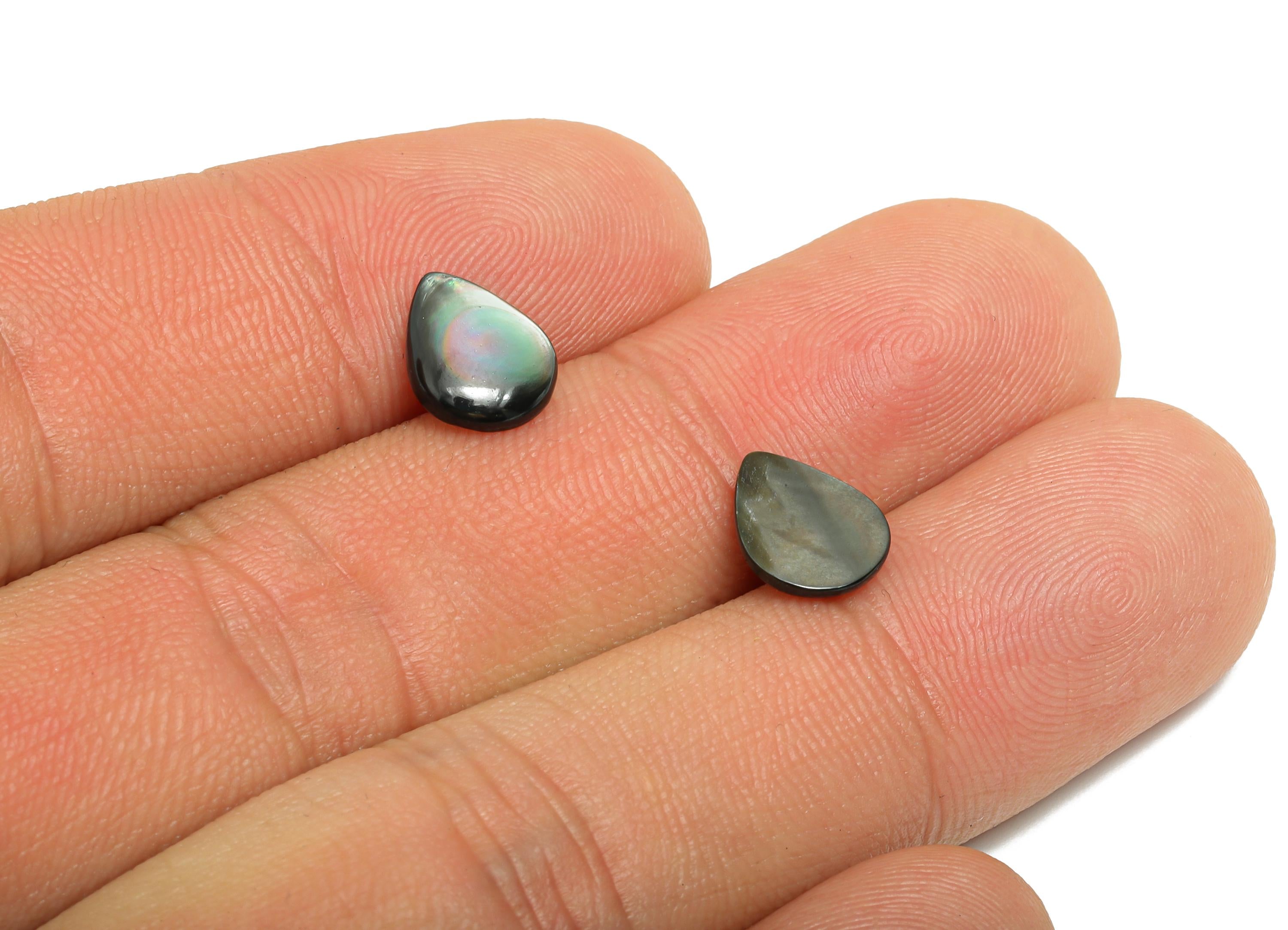 8x10mm Teardrop Natural Black Shells Cabochon - Cabochon DIY Gemstone Setting - Cabochon for Rings or Pendants - DIY Jewelry Craft - NS3054
