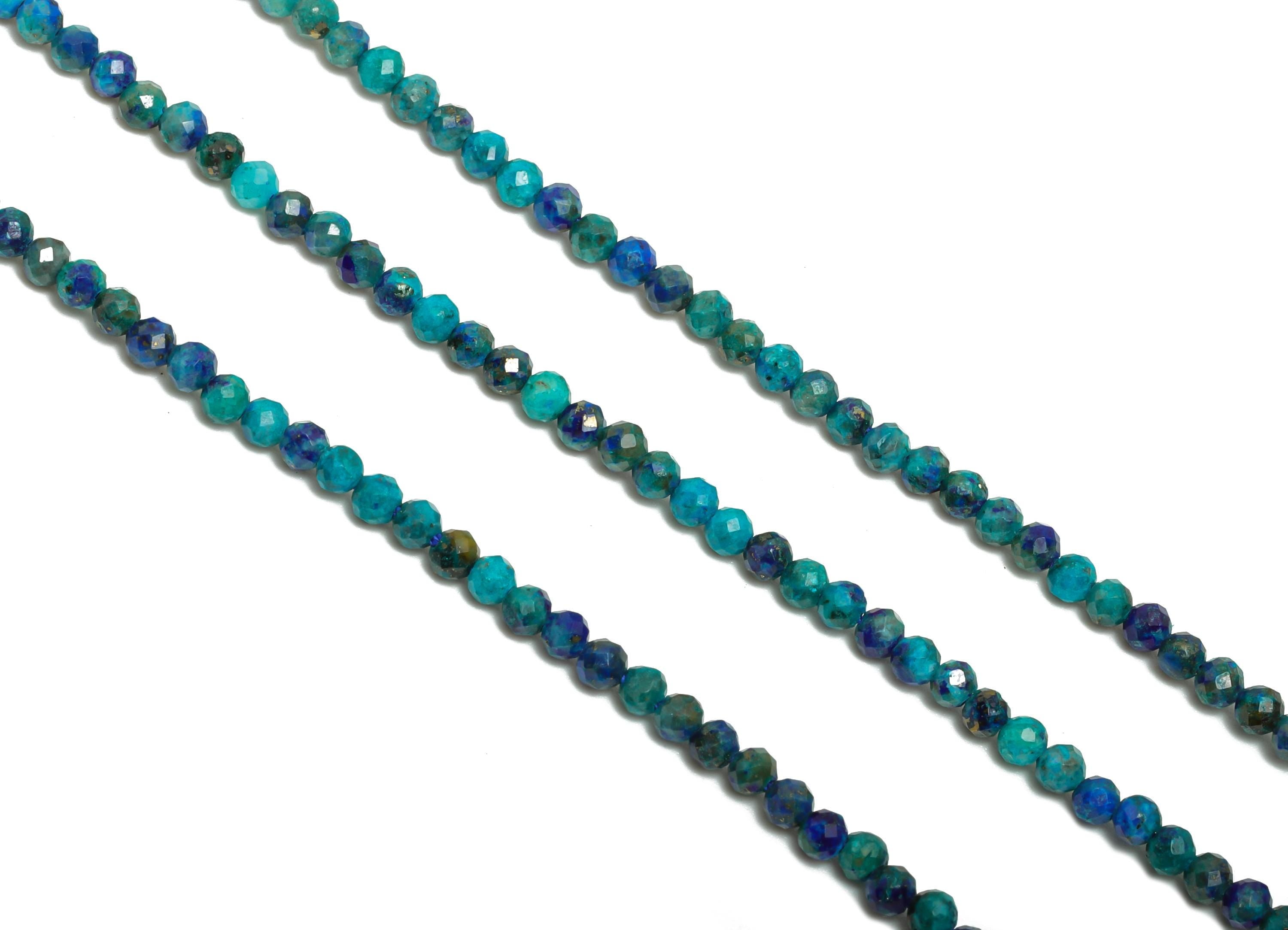 2mm Azurite Natural Stone Beads - Faceted Round Amazonite 15.5 inch /Strand - Gemstone Bead for Handmade - Crafting Jewelry Bead - NS2482 - DOMEDBAZAAR