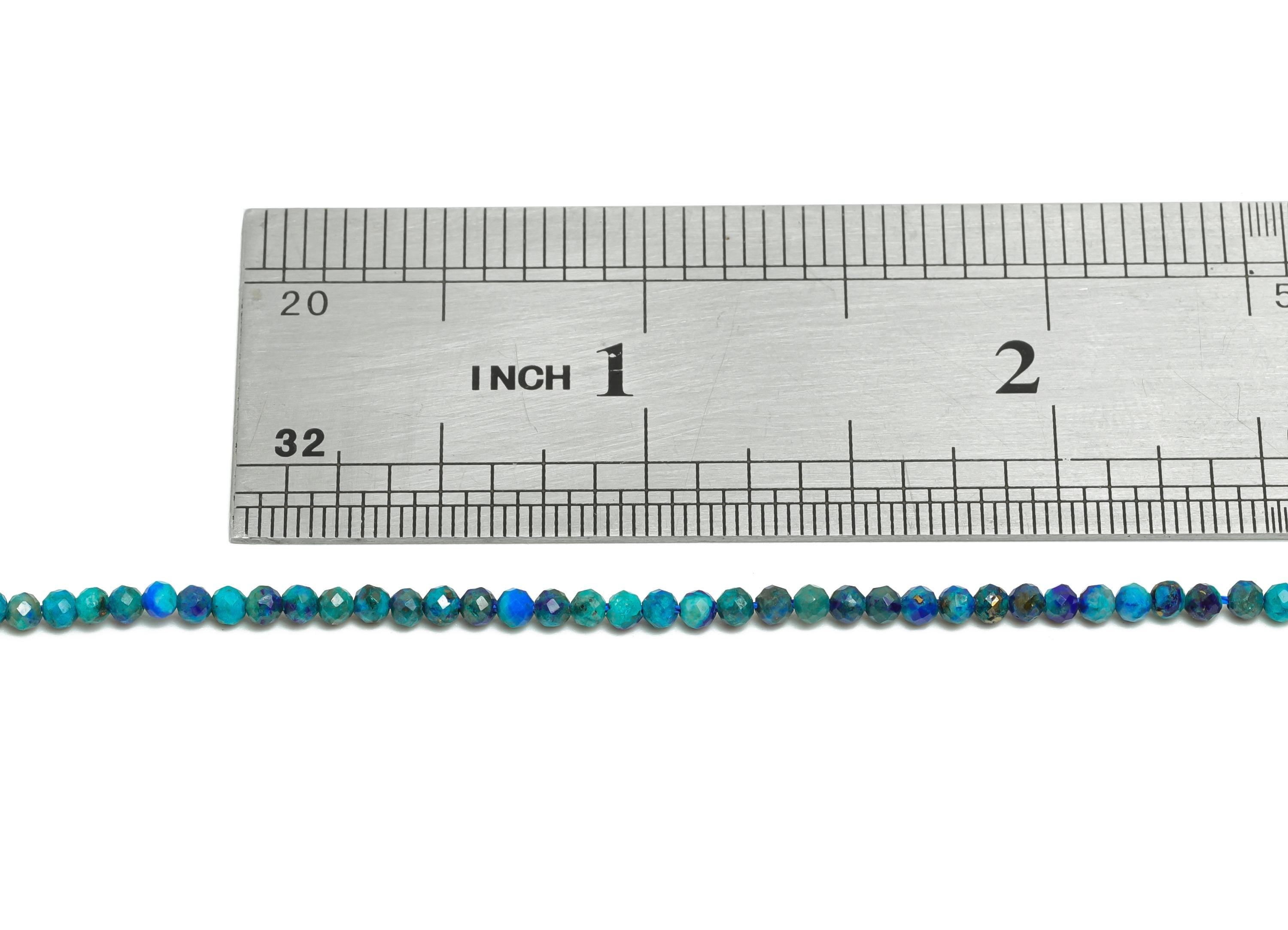 2mm Azurite Natural Stone Beads - Faceted Round Amazonite 15.5 inch /Strand - Gemstone Bead for Handmade - Crafting Jewelry Bead - NS2482 - DOMEDBAZAAR