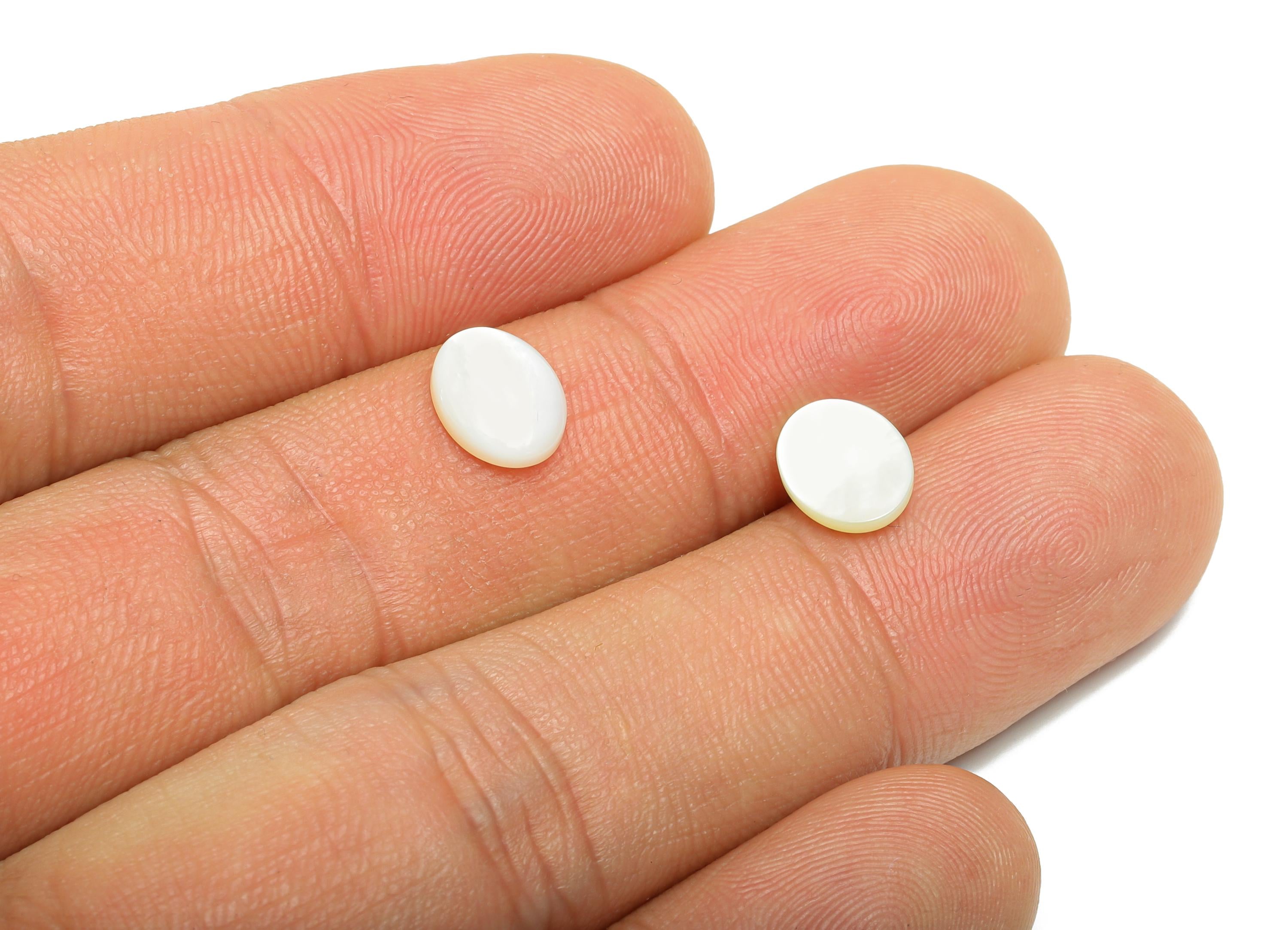 7*9mm Oval Natural White Shells Cabochon - Cabochon DIY Gemstone Setting - Cabochon for Rings or Pendants - Jewelry Shell Cabochon - NS3063