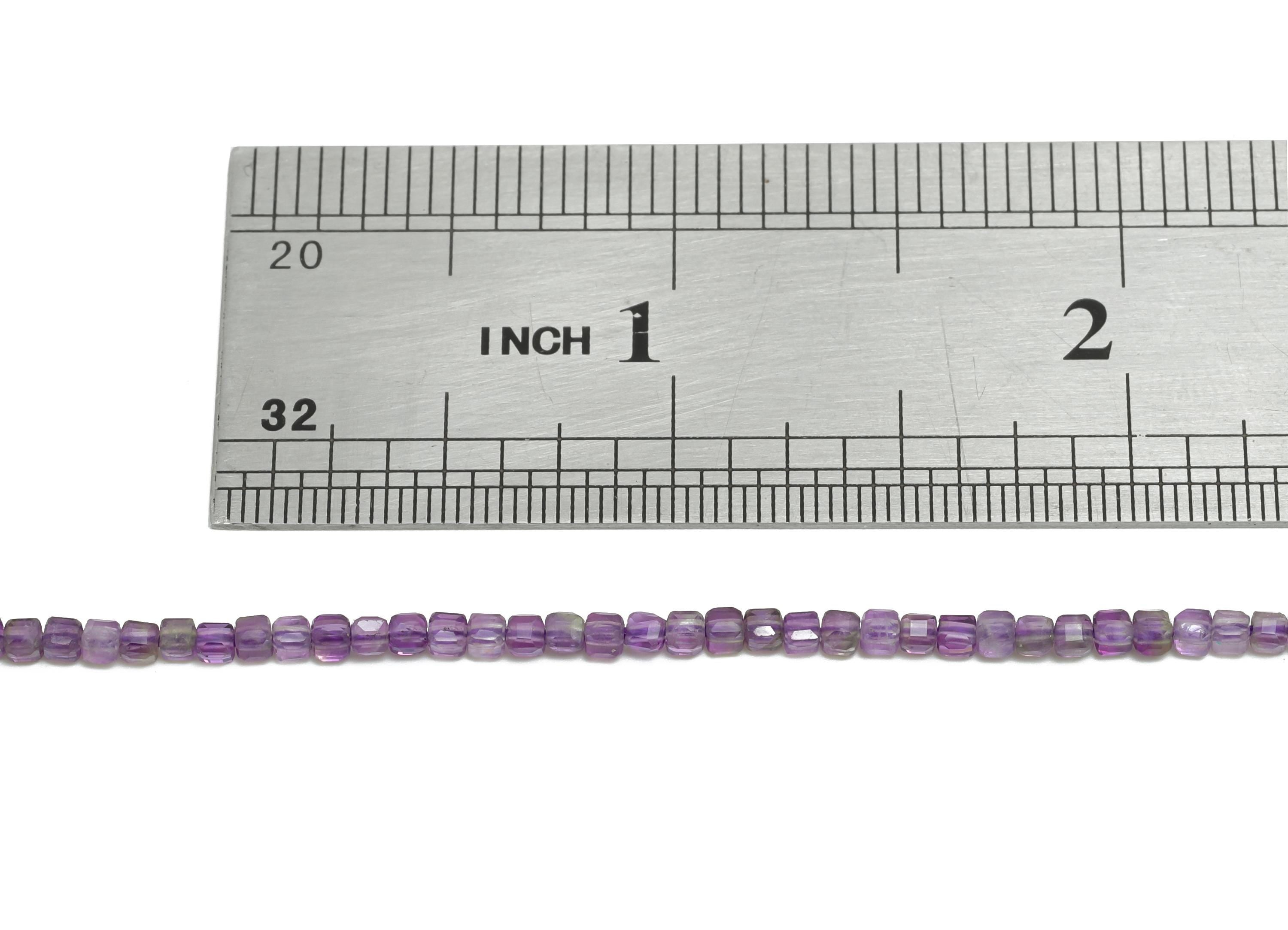 2mm Amethyst Natural Stone Beads - Faceted Cube 15.5inch/Strand - Handmade Jewelry Beads - Healing Gemstone Beads - Crafting Beads - NS2521 - DOMEDBAZAAR