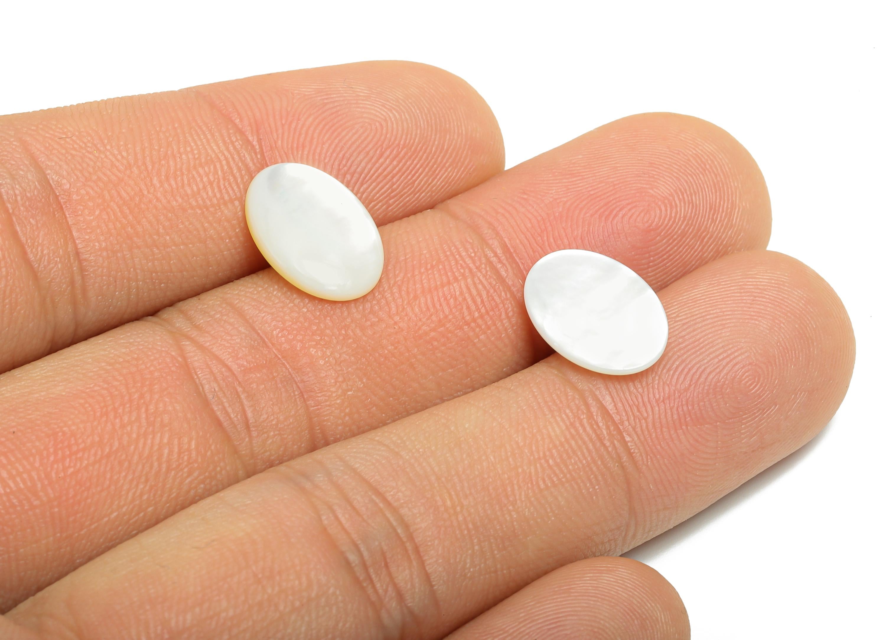 10*14mm Oval Natural White Shell Cabochon - Cabochon DIY Gemstone Setting - Cabochon for Rings or Pendants - Jewelry Shell Cabochon - NS3069
