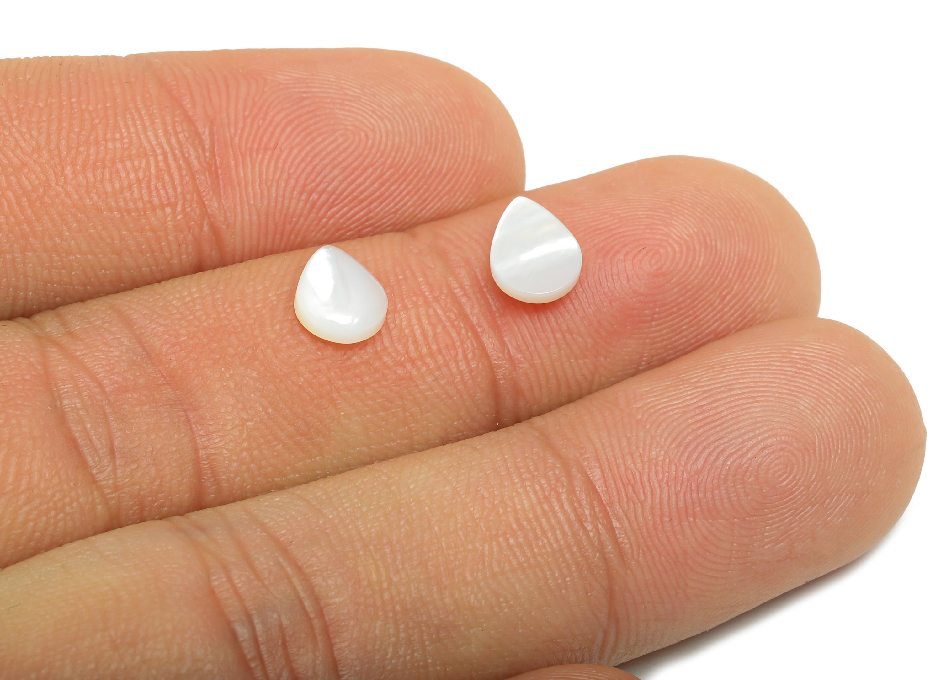 6*8mm Teardrop Natural White Shells Cabochon - Cabochon DIY Gemstone Setting - Cabochon for Rings or Pendants - Jewelry Cabochon - NS3053