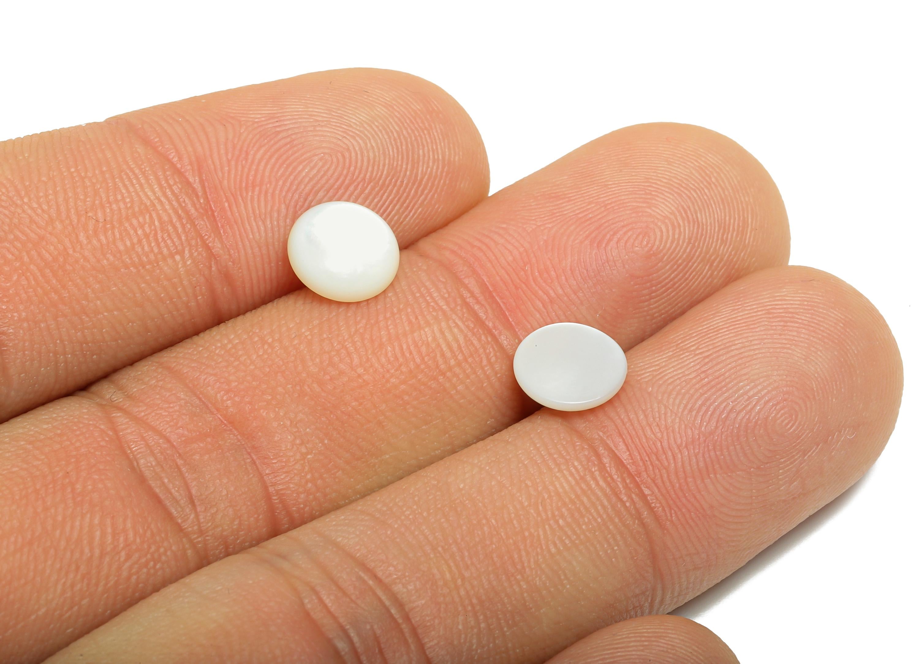 8mm Round Natural White Shells Cabochon - Cabochon DIY Gemstone Setting - Cabochon for Rings or Pendants - Jewelry Cabochon - NS3045