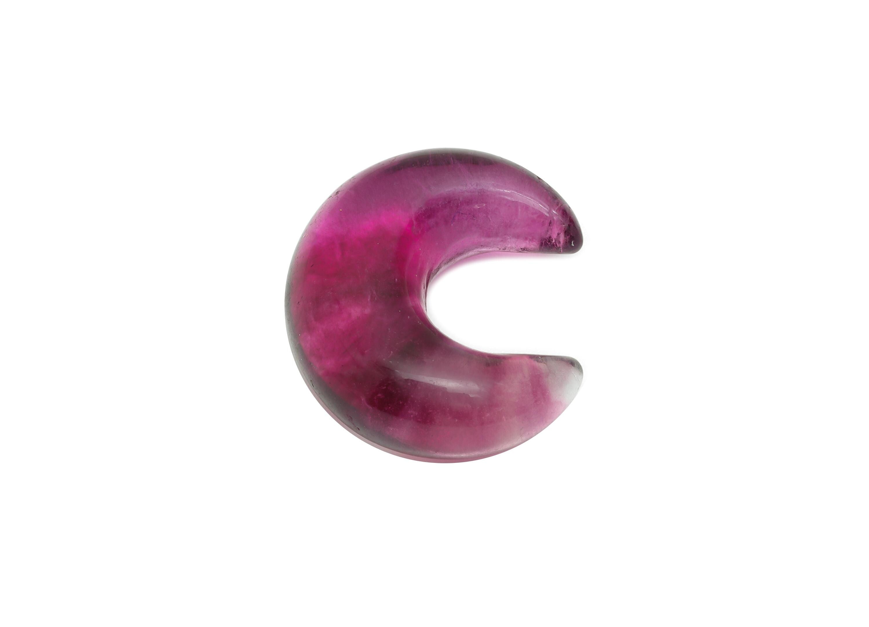 Fluorite Crescent Charm - Natural Fluorite Crystal - Handmade Celestial Moon Gemstone - Craft Making - Healing Crystal - 21x18.5x8mm -NS3092 - DOMEDBAZAAR