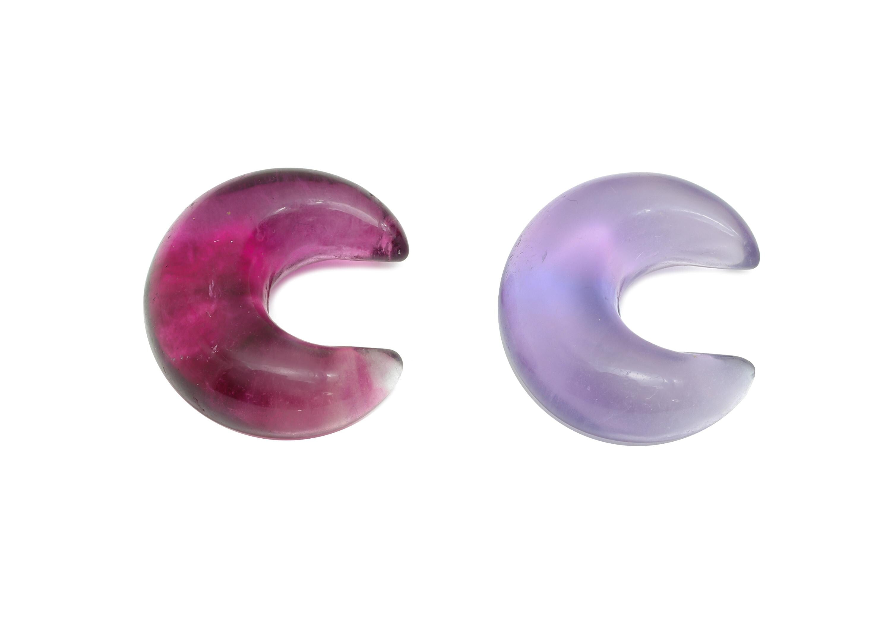 Fluorite Crescent Charm - Natural Fluorite Crystal - Handmade Celestial Moon Gemstone - Craft Making - Healing Crystal - 21x18.5x8mm -NS3092 - DOMEDBAZAAR