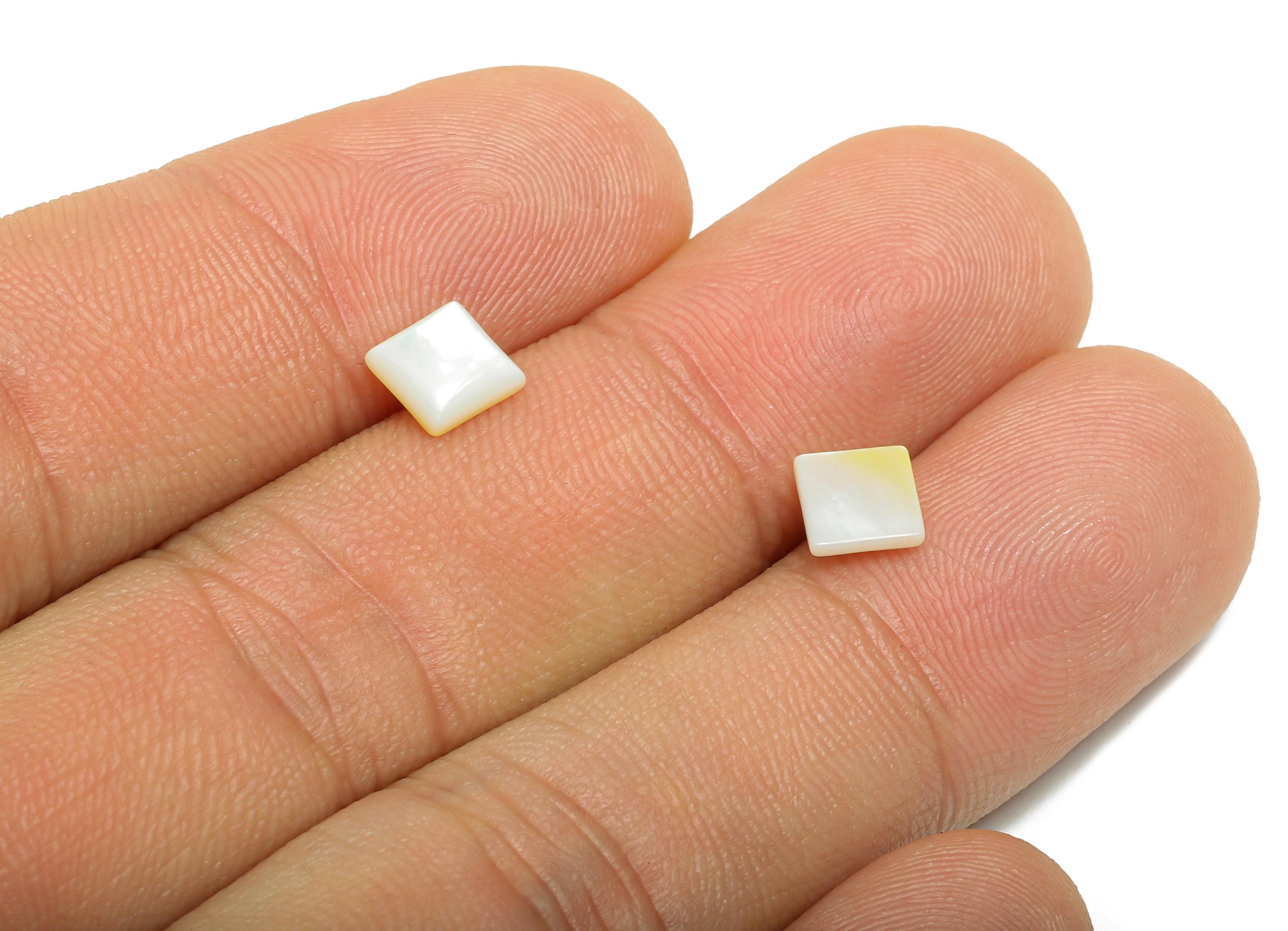 6*6mm Square Natural White Shells Cabochon - Cabochon DIY Gemstone Setting - Cabochon for Rings or Pendants - Jewelry Cabochon - NS3087