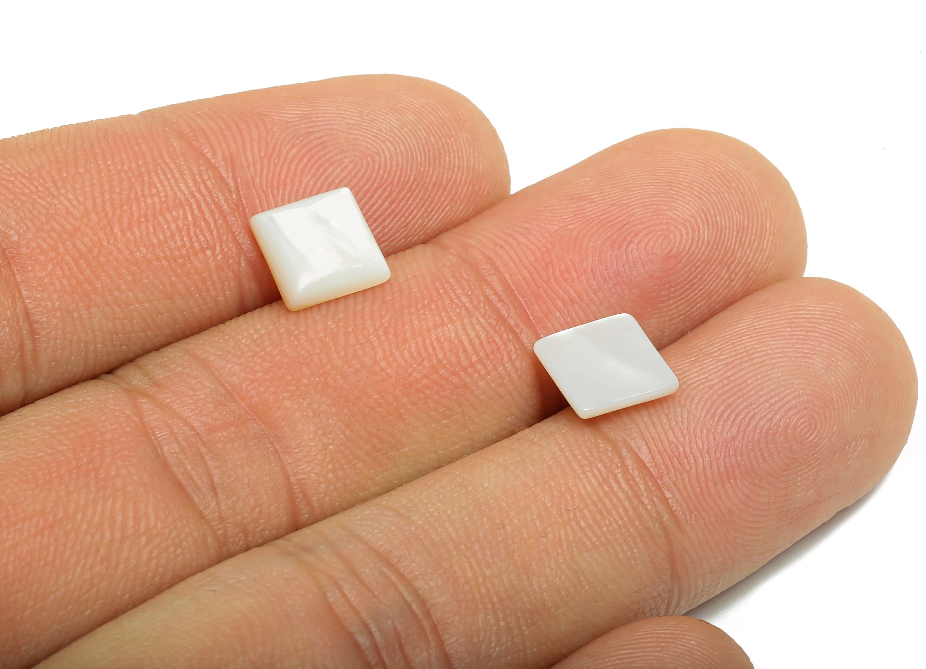 8*8mm Square Natural White Shells Cabochon - Cabochon DIY Gemstone Setting - Cabochon for Rings or Pendants - Jewelry Cabochon - NS3089