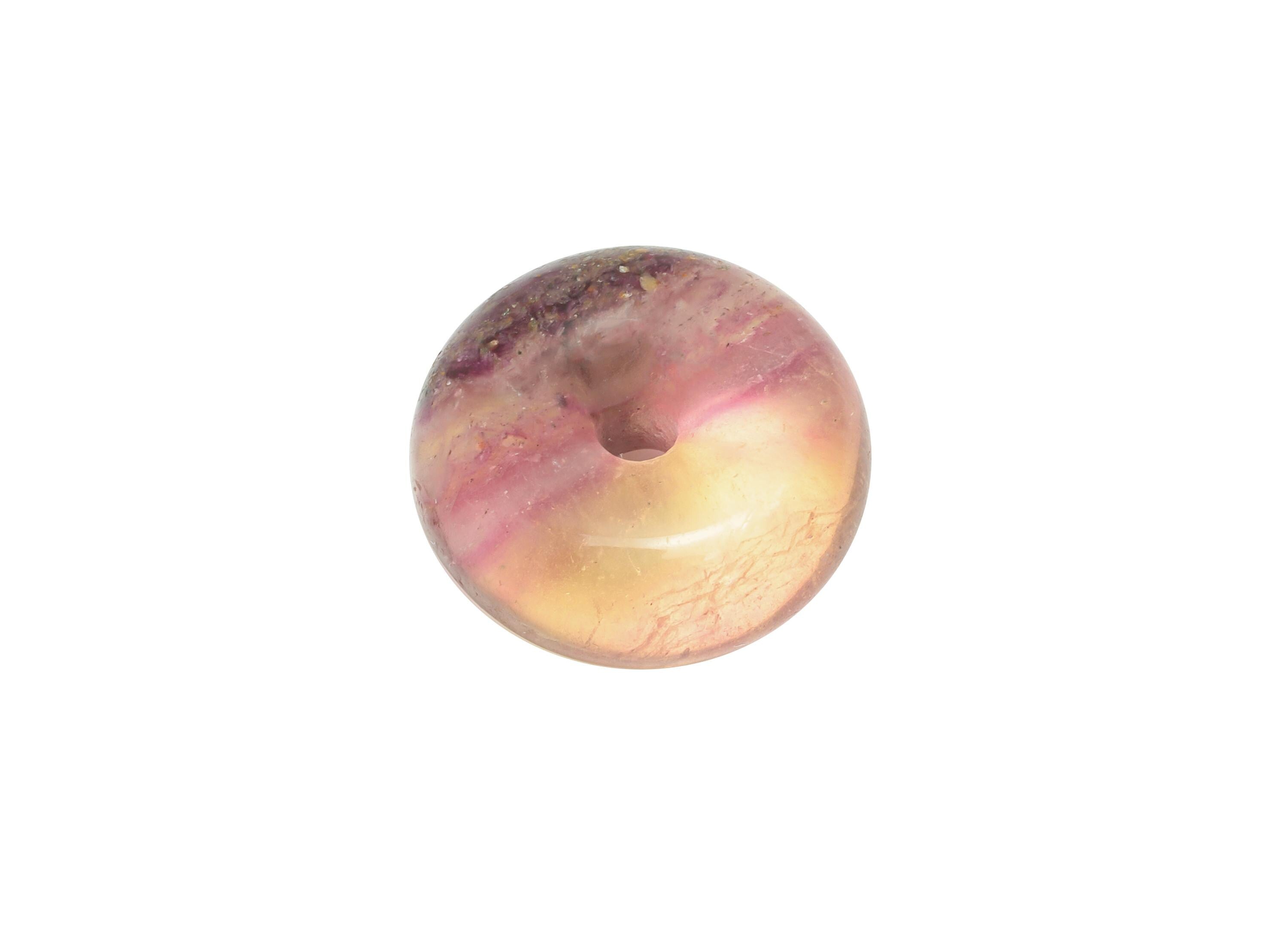 Carved Fluorite Donut Charm - Natural Fluorite Crystal - Handmade Carved Round Gemstone - Craft Supplies - Energy Stone - 18x18x7.9mm-NS3093 - DOMEDBAZAAR