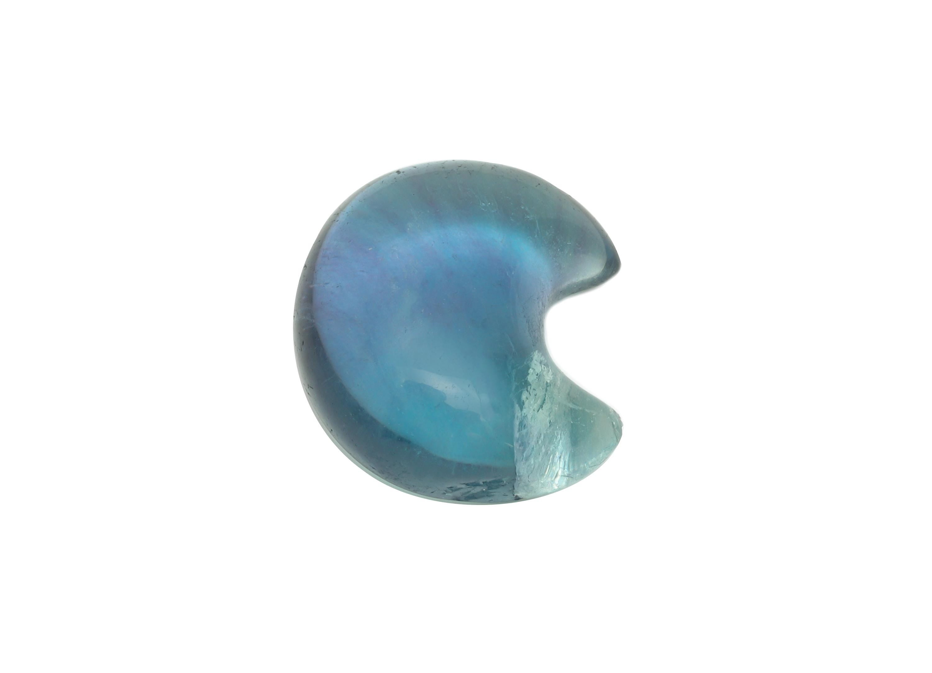 Fluorite Crescent Charm - Natural Fluorite Crystal - Handmade Celestial Moon Gemstone - Healing Crystal Supplies - 15.5x13.7x7.8mm - NS3096 - DOMEDBAZAAR