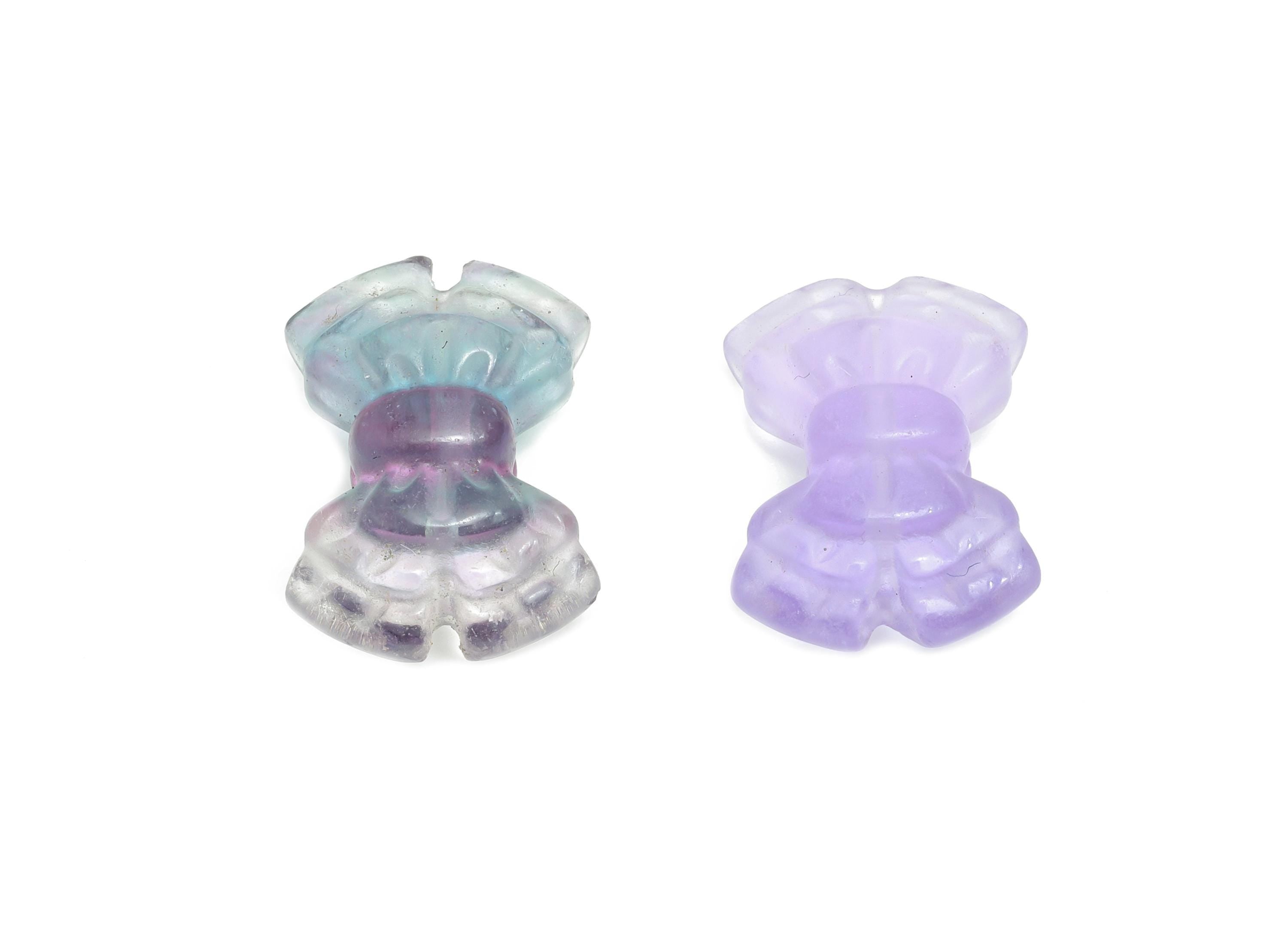 Carved Fluorite Bow Beads - Rainbow Natural Fluorite Beads - Handmade Carved Bow Beads - Healing Jewelry Making - 17x12x6.75mm - NS3099 - DOMEDBAZAAR