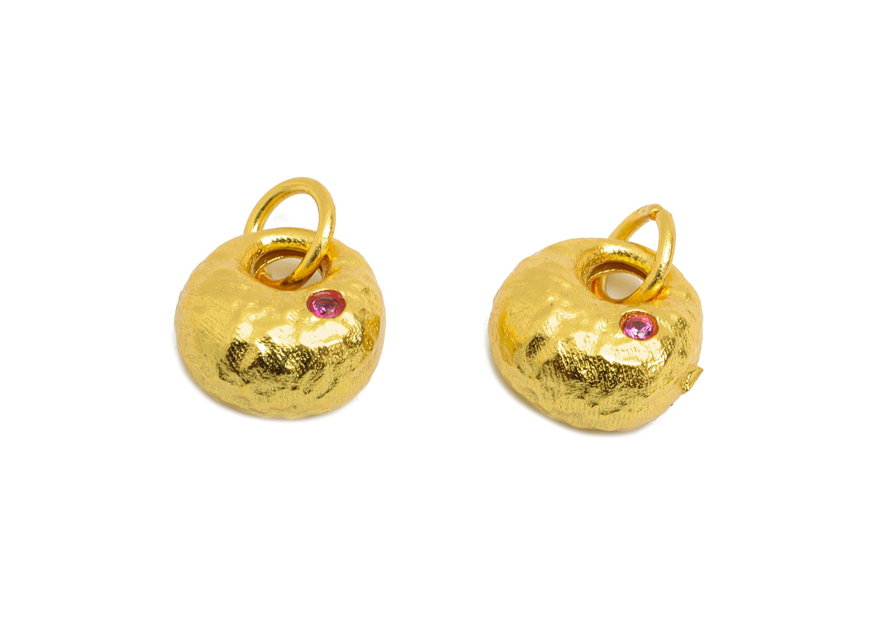 Brass CZ Fortune Bag Charm - Zircon Charm for Jewelry Making - Mini Money Bag Charm Pendant - 24K Real Gold Plated - 8x8x5mm - RGP10979 - DOMEDBAZAAR