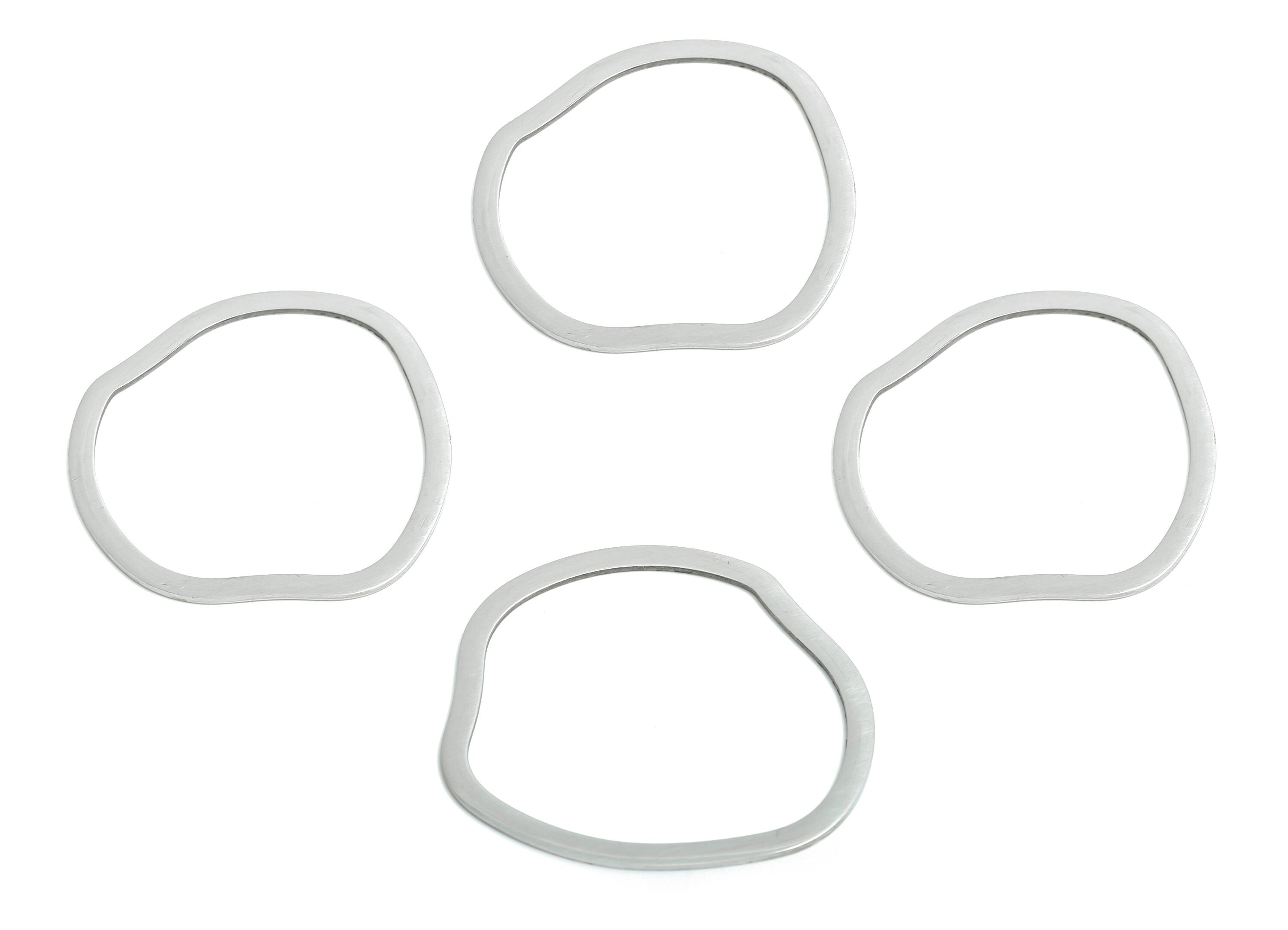 Irregular Circle Ring Charms - Steel Laser-Cut Pendant for DIY Making - Unique Decorative Metal Accessories - 38.6x34.82x0.98mm - SS2271 - DOMEDBAZAAR