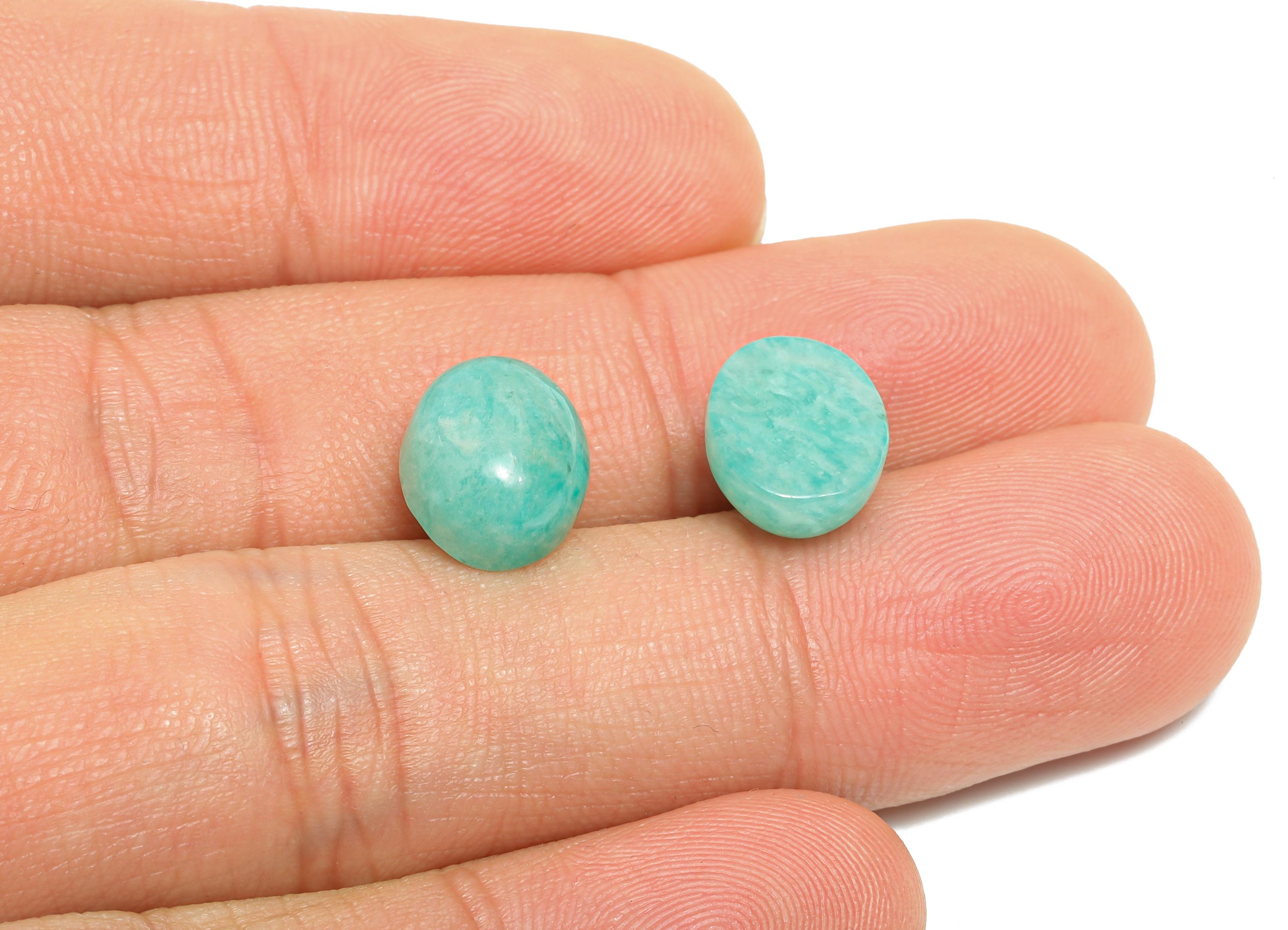 10x8mm Oval Amazonite Natural Stone - Cabochon Stone For Crafts - DIY Bezel Setting Stone Jewelry Supplies - Energy Healing Stone - NS2697 - DOMEDBAZAAR