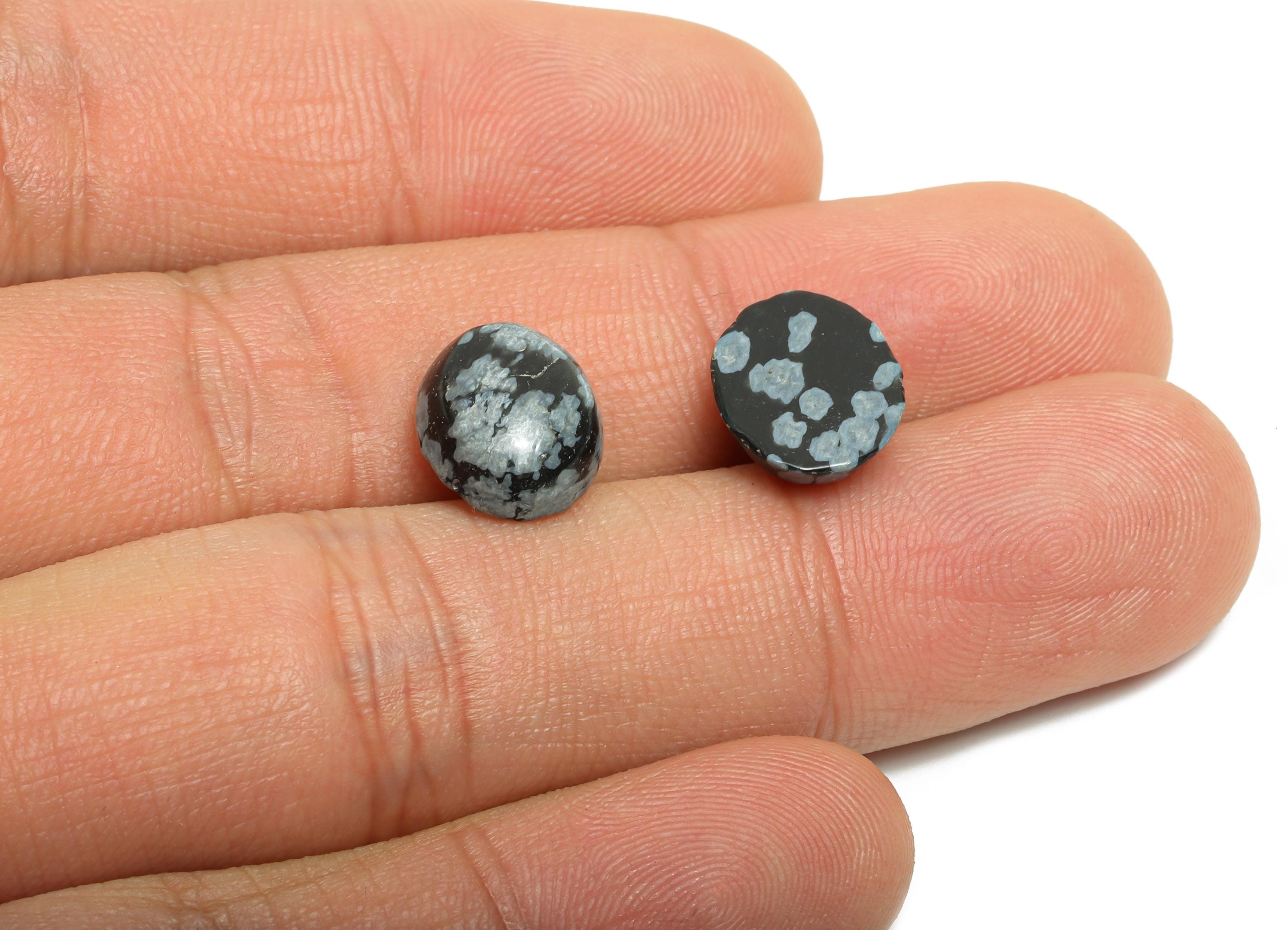 10*12mm Snowflake Natural Stone - Oval Cabochon for Crafts - DIY Bezel Setting Stone Jewelry Making - Energy Healing Gemstone - NS2914 - DOMEDBAZAAR