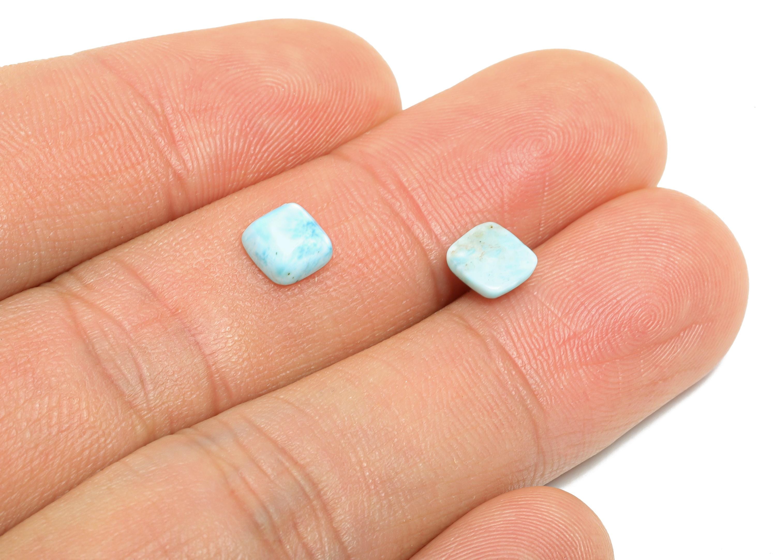 6mm Square Larimar Natural Stone - Blue Larimar Cabochon For Crafts - Larimar Stone For Bezel Setting - Larimar For Jewelry Making - NS2745 - DOMEDBAZAAR