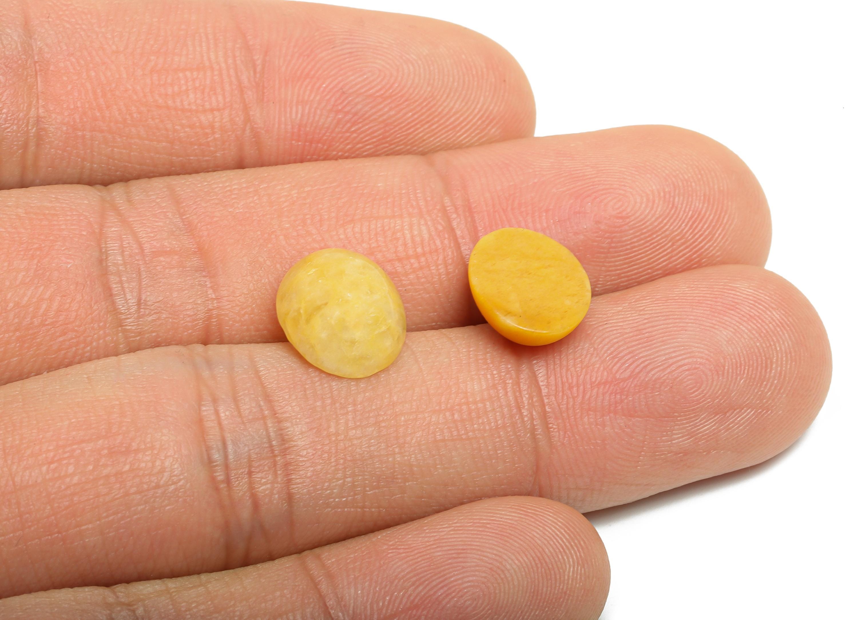 10*12mm Yellow Jade Natural Stone - Oval Cabochon for Bezel Setting - Setting Stone for Ring or Pendant - DIY Craft Gemstone Making - NS2911 - DOMEDBAZAAR