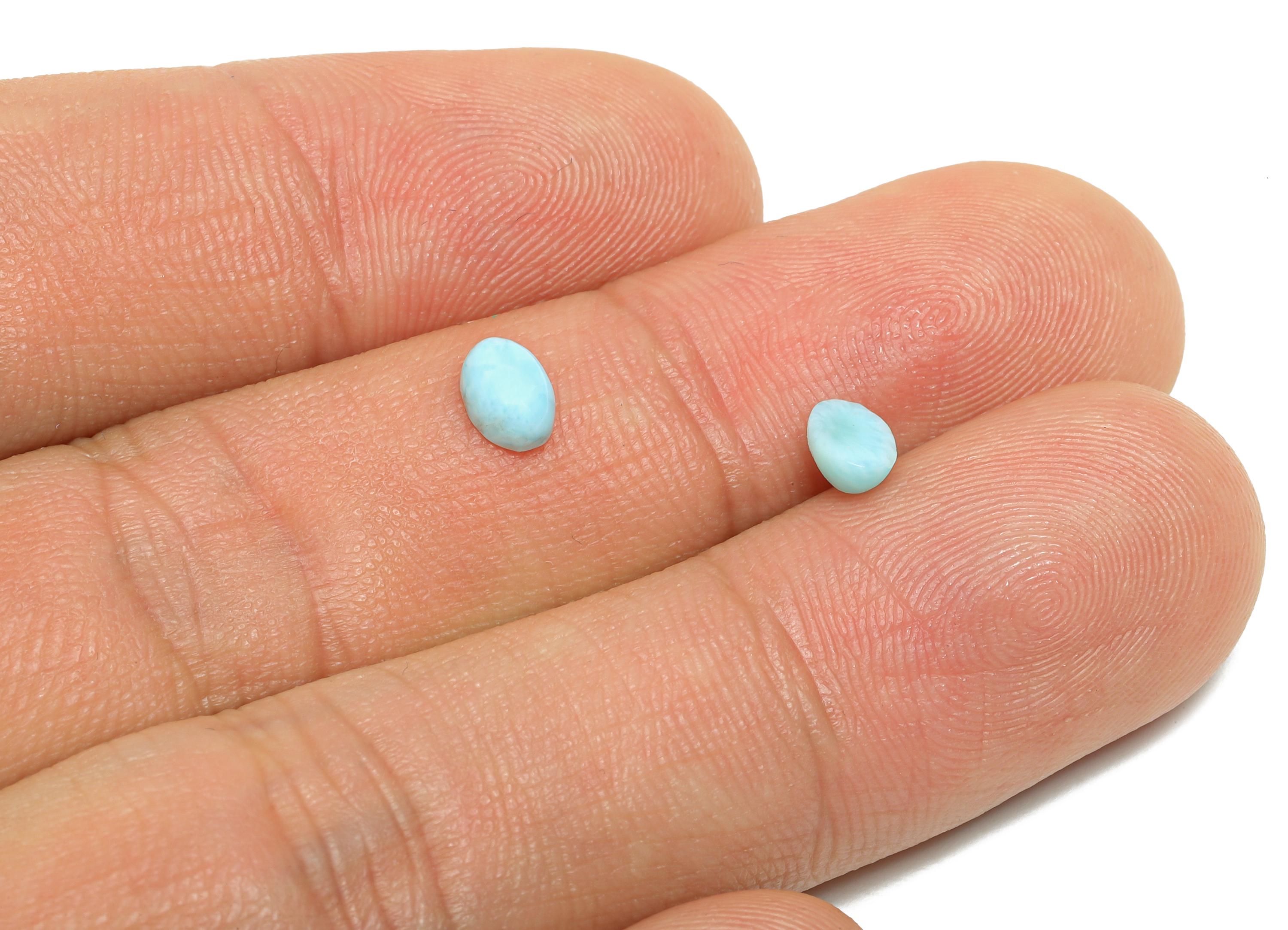 4*6mm Oval Larimar Natural Stone - Blue Larimar Cabochon For Crafts - Larimar Stone For Bezel Setting - Larimar For Jewelry Making - NS2751 - DOMEDBAZAAR