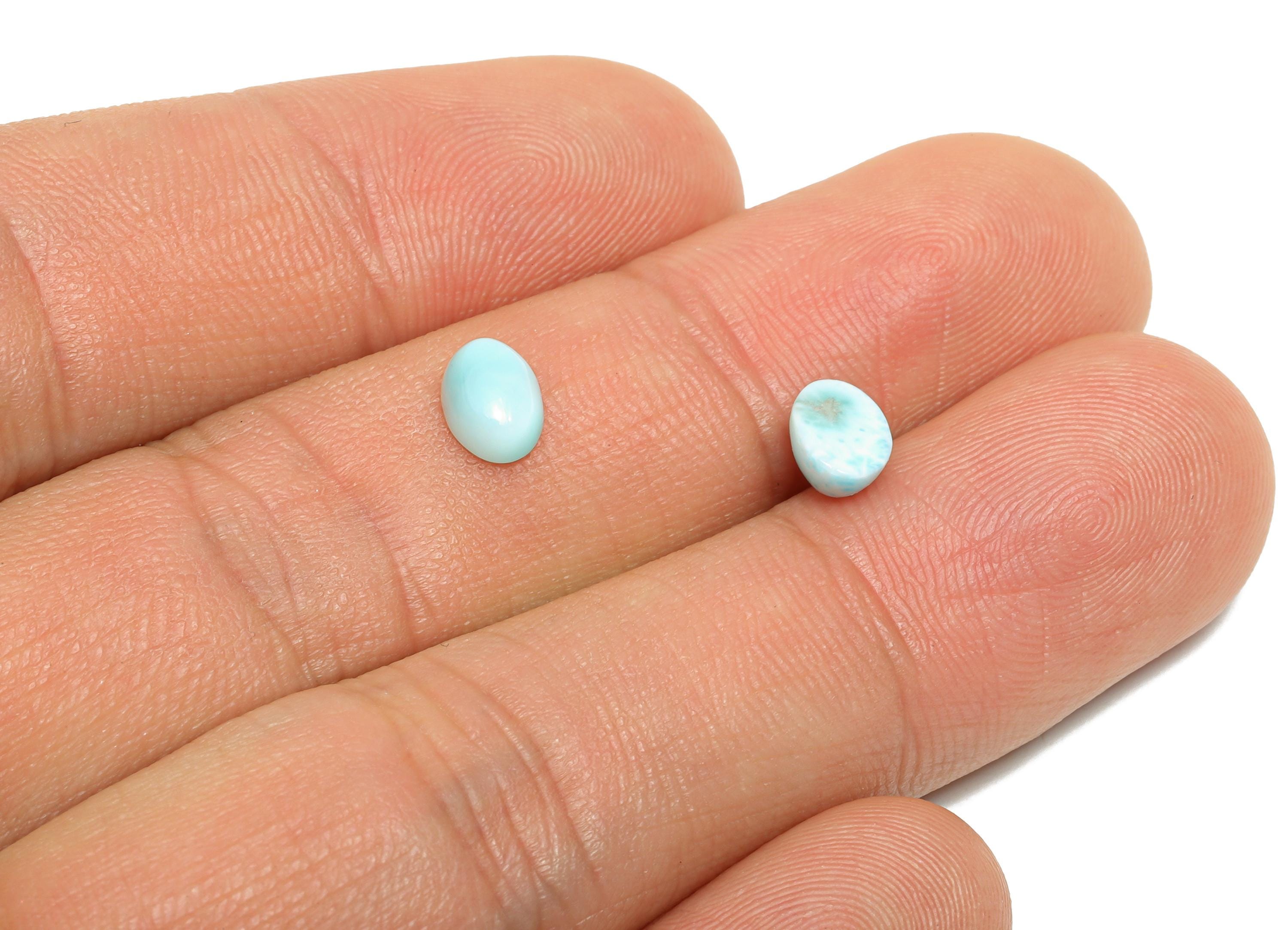 5*7mm Oval Larimar Natural Stone - Blue Larimar Cabochon For Crafts - Larimar Stone For Bezel Setting - Larimar For Jewelry Making - NS2752 - DOMEDBAZAAR