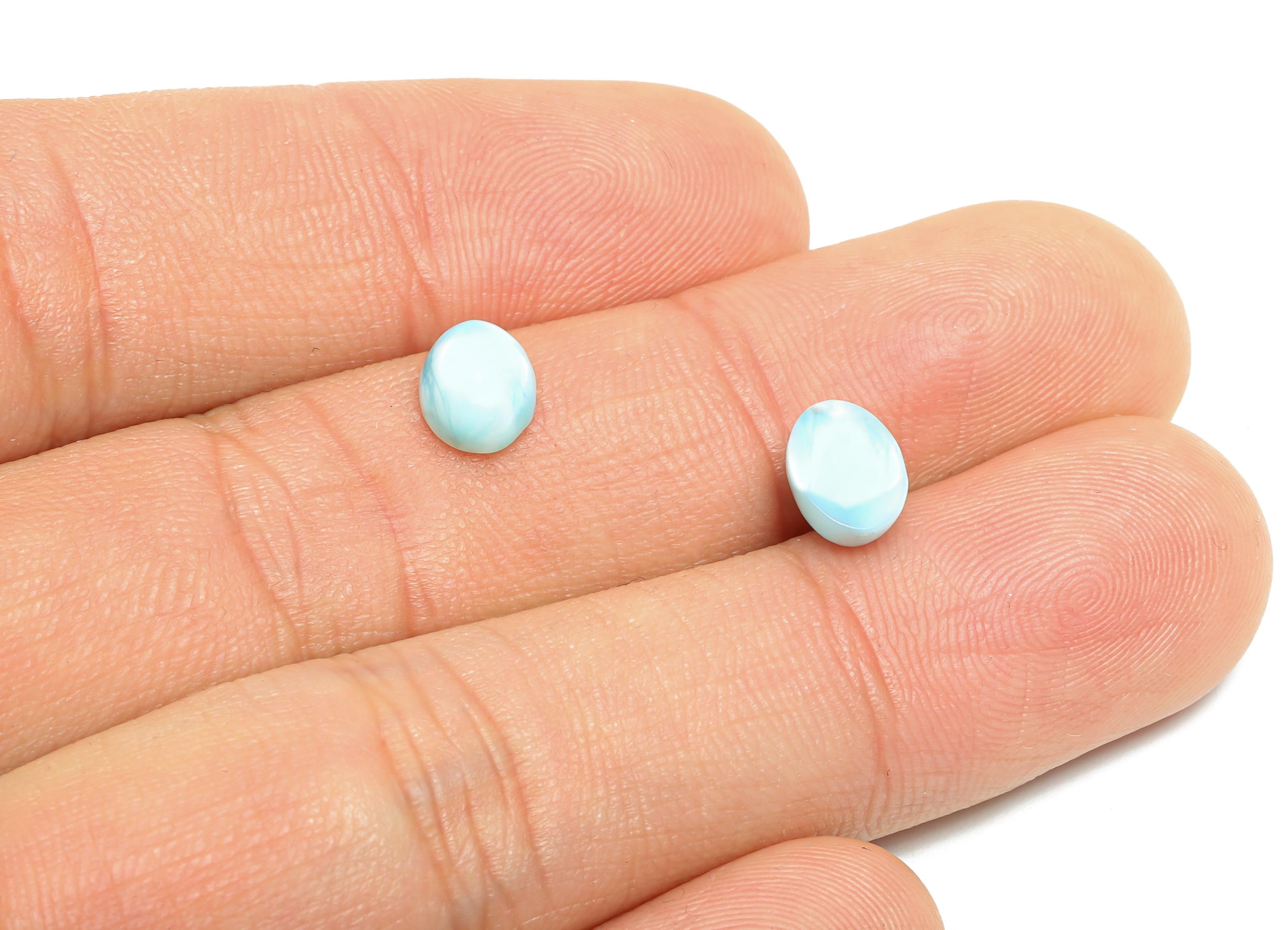 6*8mm Oval Larimar Natural Stone - Blue Larimar Cabochon For Crafts - Larimar Stone For Bezel Setting - Larimar For Jewelry Making - NS2753 - DOMEDBAZAAR