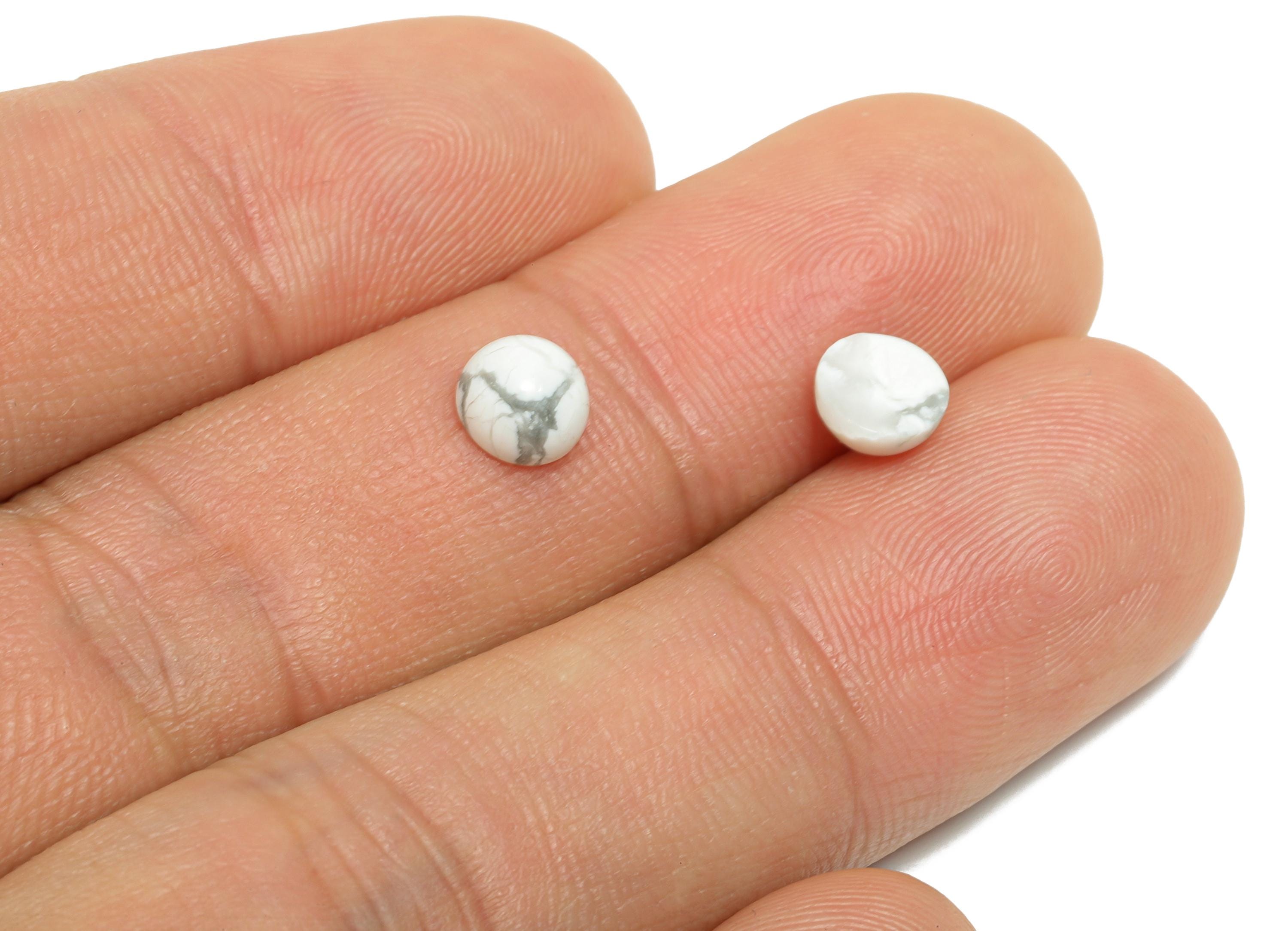 6mm White Turquoise Cabochon - Round Bezel Setting Stone for Jewelry Making - Smooth Cabochon for Ring - Healing Stone Gemstone - NS2936 - DOMEDBAZAAR