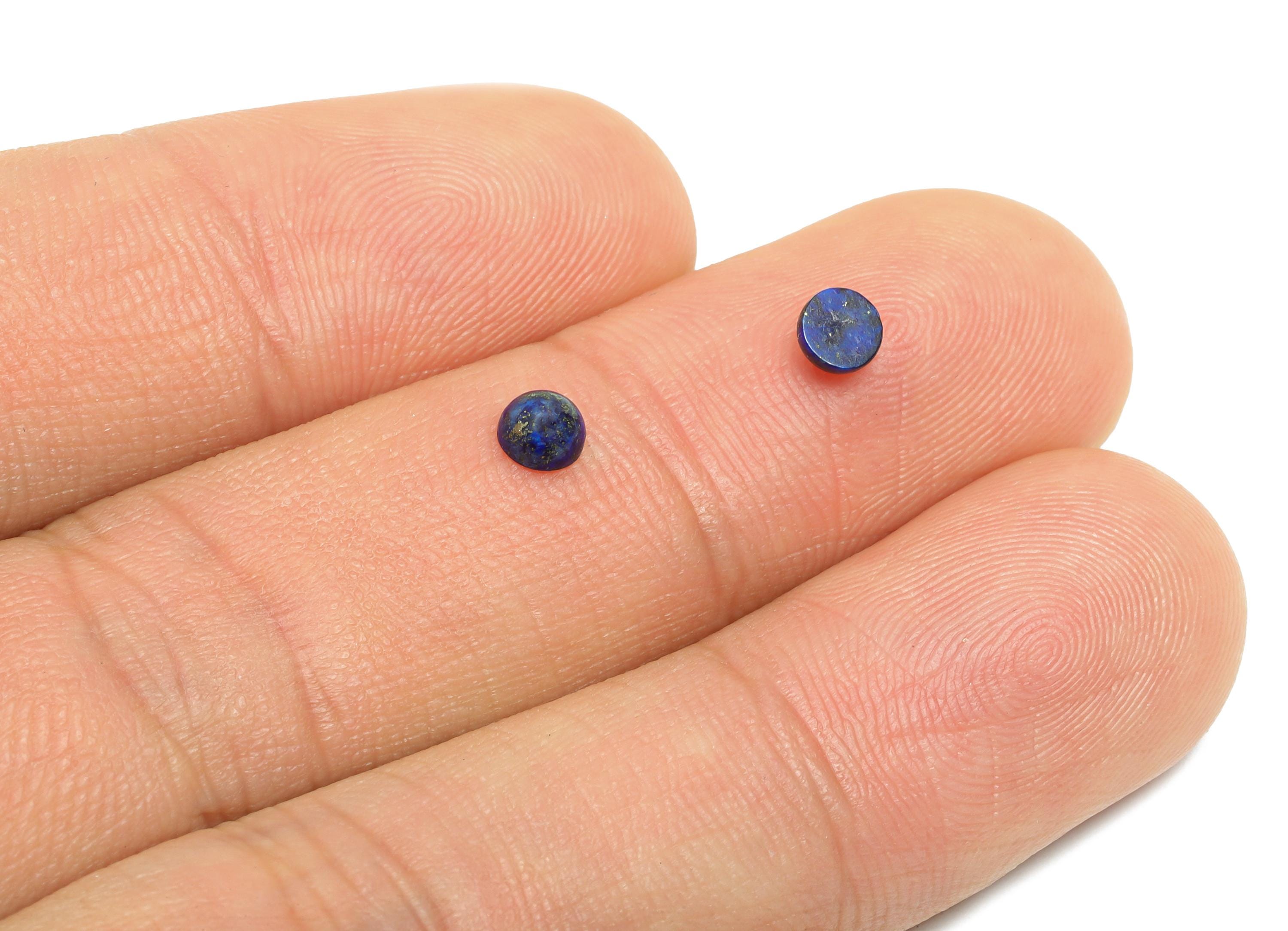 4mm Lapis Lazuli Cabochon - Round Bezel Setting Stone for Pendant Jewelry - Polished Cabochon for Rings - Healing Stone Gemstone - NS2934 - DOMEDBAZAAR
