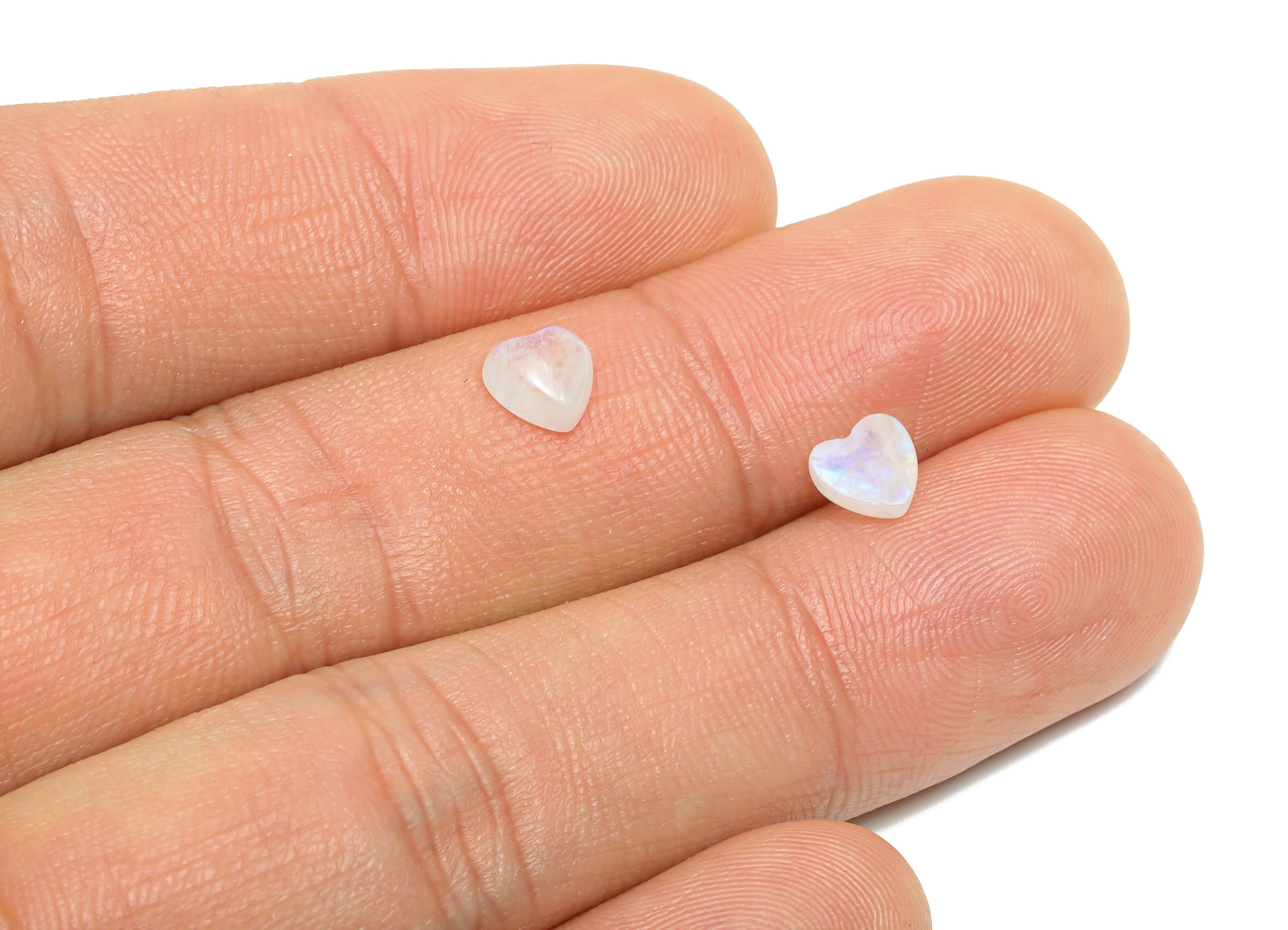 6mm Cabochon Heart Moonstone - Moonstone Cabochon For Jewelry - Polished Stone For Setting - Moonstone For Ring DIY Jewelry - NS2712 - DOMEDBAZAAR