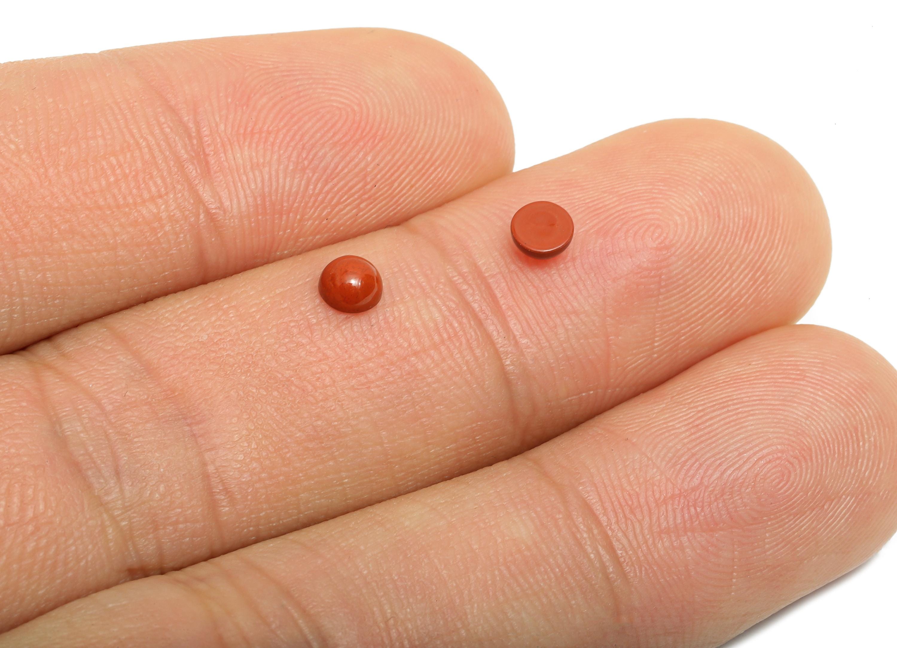 4mm Red Natural Stone Cabochon - Round Bezel Setting Stone for Pendant Jewelry - Polished Cabochon for Rings - Healing Gemstone - NS2949 - DOMEDBAZAAR