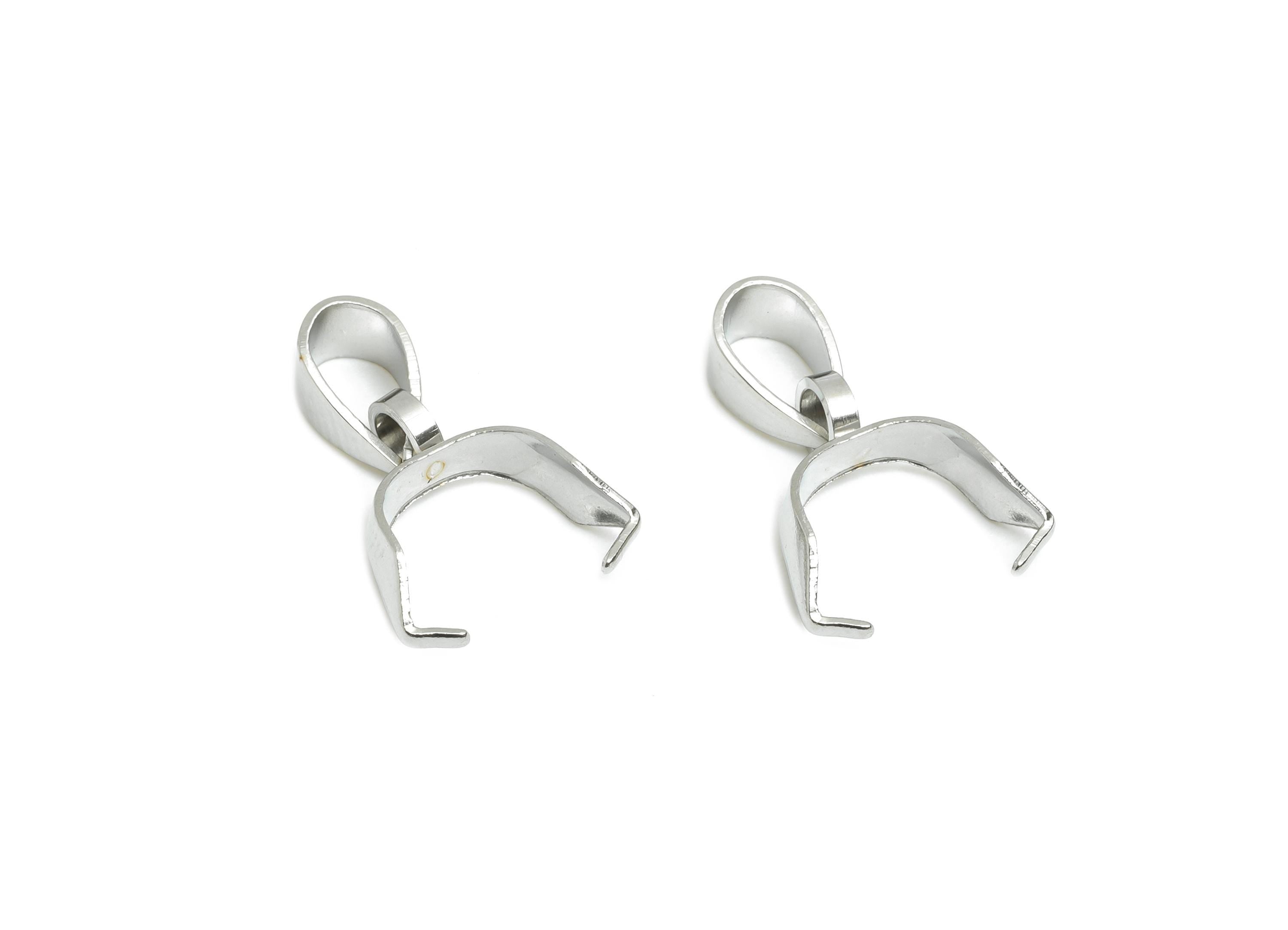 Steel Necklace Connection Buckle - Universal Necklace Buckle - Silver Steel Buckle Clasp - Melon Seed for Necklace - 17x10.25x3.7mm - SS2257 - DOMEDBAZAAR