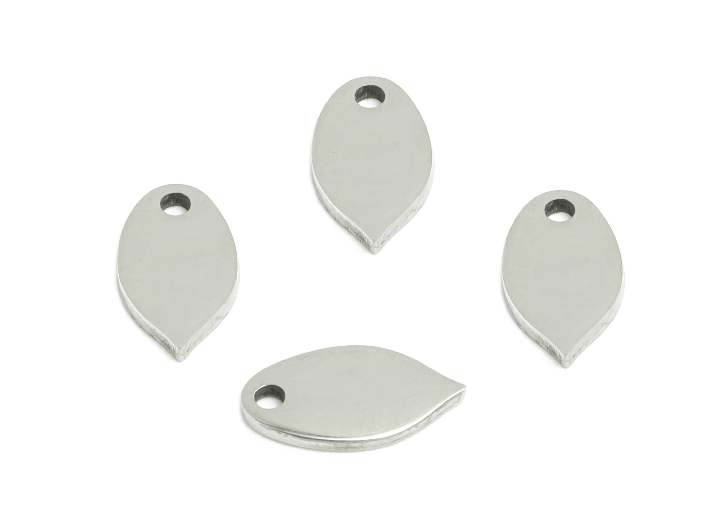 Steel Marquise Charms - Minimalist Geometric Jewelry - Metal Marquise Jewelry Charm - DIY Bracelet Making Supplies - 9.7x5.4x0.98mm - SS2345 - DOMEDBAZAAR