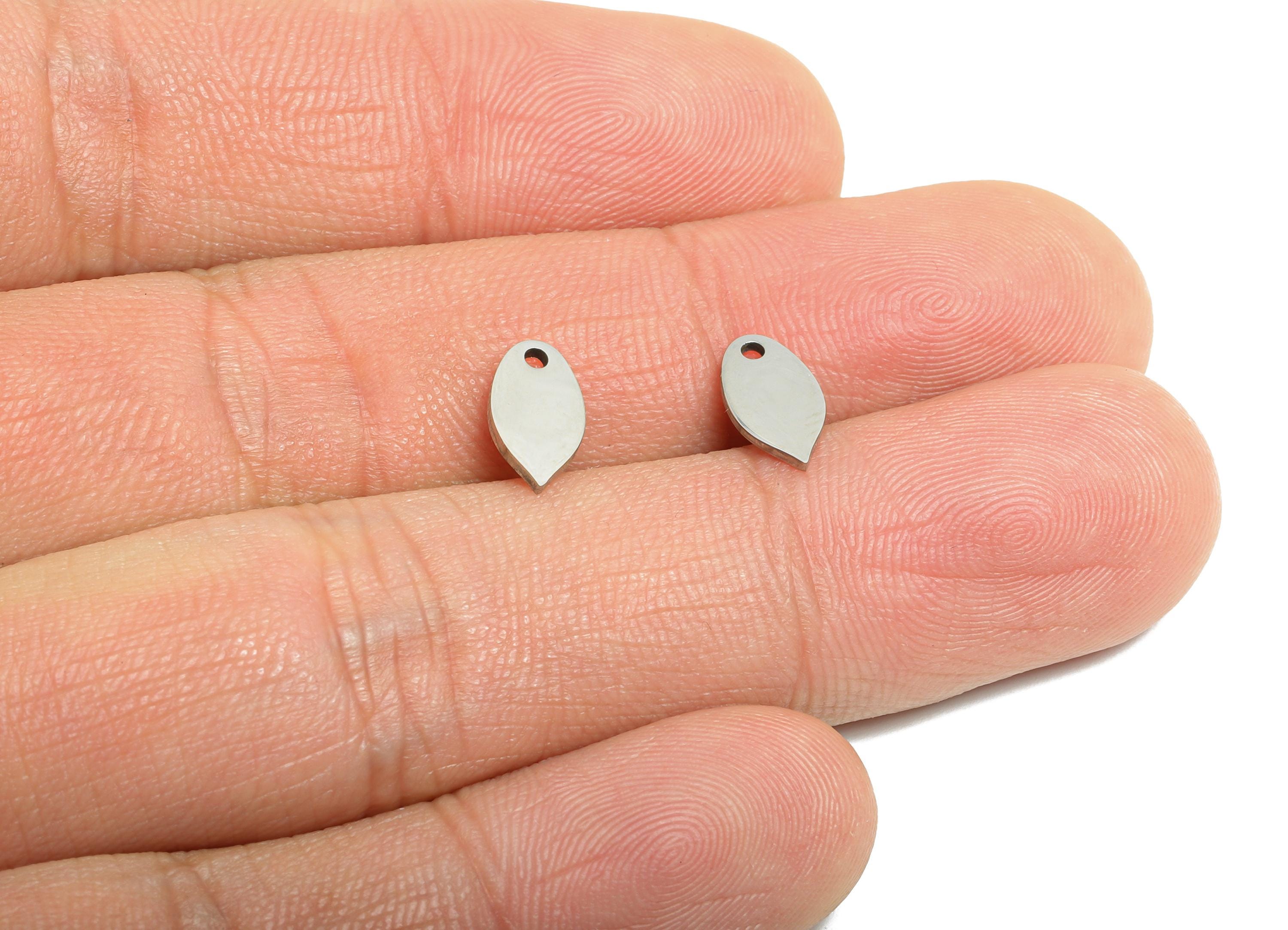 Steel Marquise Charms - Minimalist Geometric Jewelry - Metal Marquise Jewelry Charm - DIY Bracelet Making Supplies - 9.7x5.4x0.98mm - SS2345 - DOMEDBAZAAR