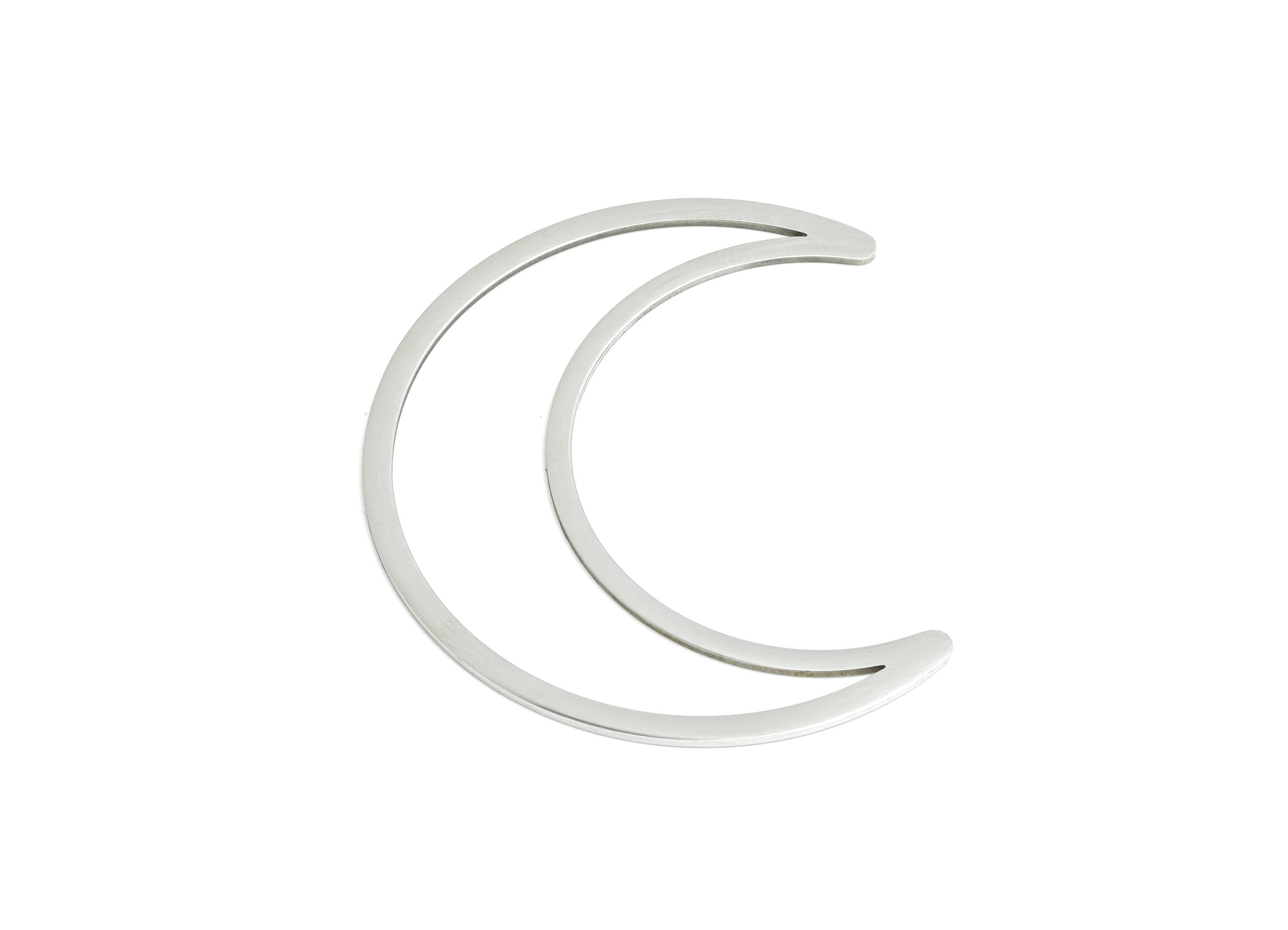 Steel Crescent Moon Charm - DIY Celestial Necklace Supplies - Minimalist Moon Jewelry - Spiritual Moon Accessories - 50x41x0.98mm - SS2275 - DOMEDBAZAAR