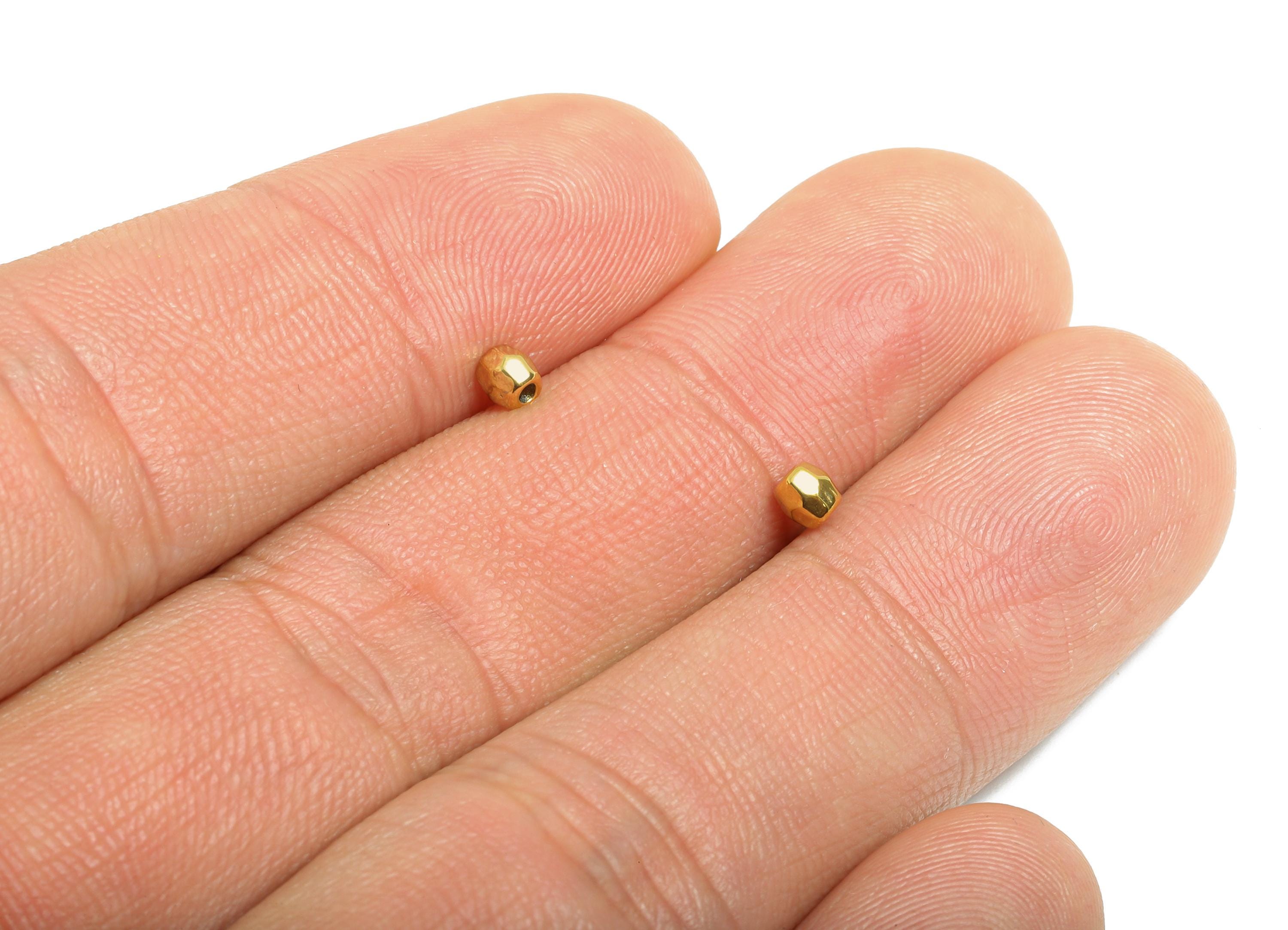 1.2mm Stainless Steel Special Beads - Tiny Spacer Beads - Micro Faceted Beads for Beading & Crafting - 18k Vacuum Plating - 3x3x3mm -SS2219 - DOMEDBAZAAR