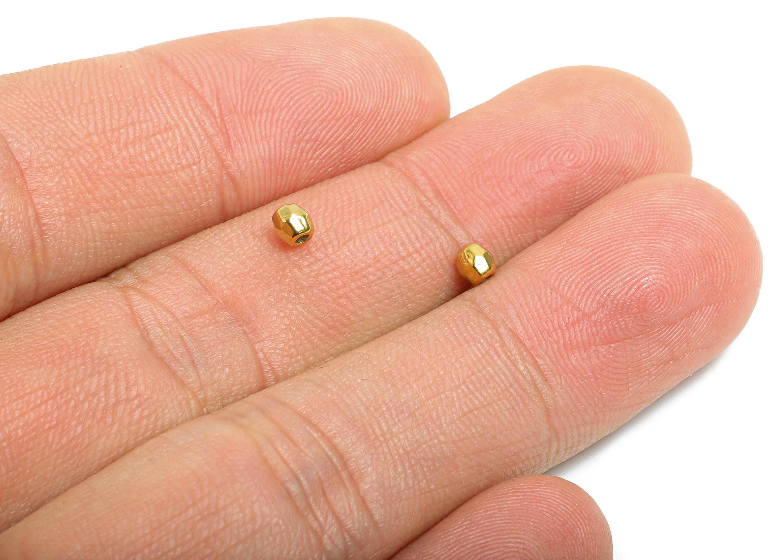 1mm Stainless Steel Special Beads - Tiny Spacer Beads - Micro Faceted Beads for Beading & Crafting - 18k Vacuum Plating - 3x3x3mm -SS2218 - DOMEDBAZAAR