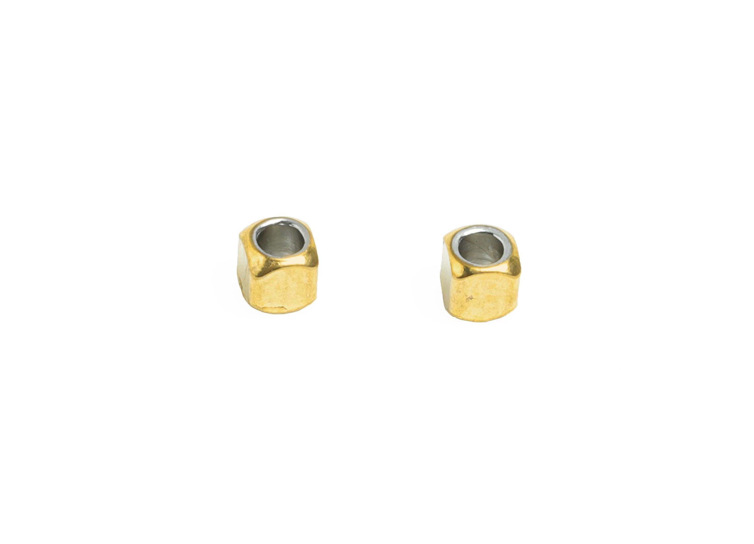 1.25mm Steel Spacer Bead - Beading Cube for Bracelet or Necklace - Metal Bead for Jewelry Making - 18K Vacuum Plated - 3x3x2mm - SS2363 - DOMEDBAZAAR
