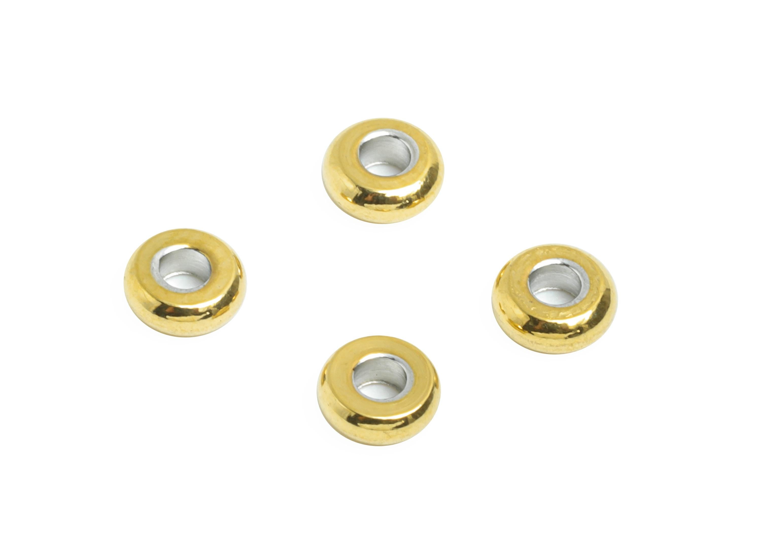 4mm Steel Rondella Spacer Bead - Metal Bead for Beading & Crafting - Jewelry Accessories for Necklace - 18K Vacuum Plated - 4x4x1.5mm-SS2215 - DOMEDBAZAAR