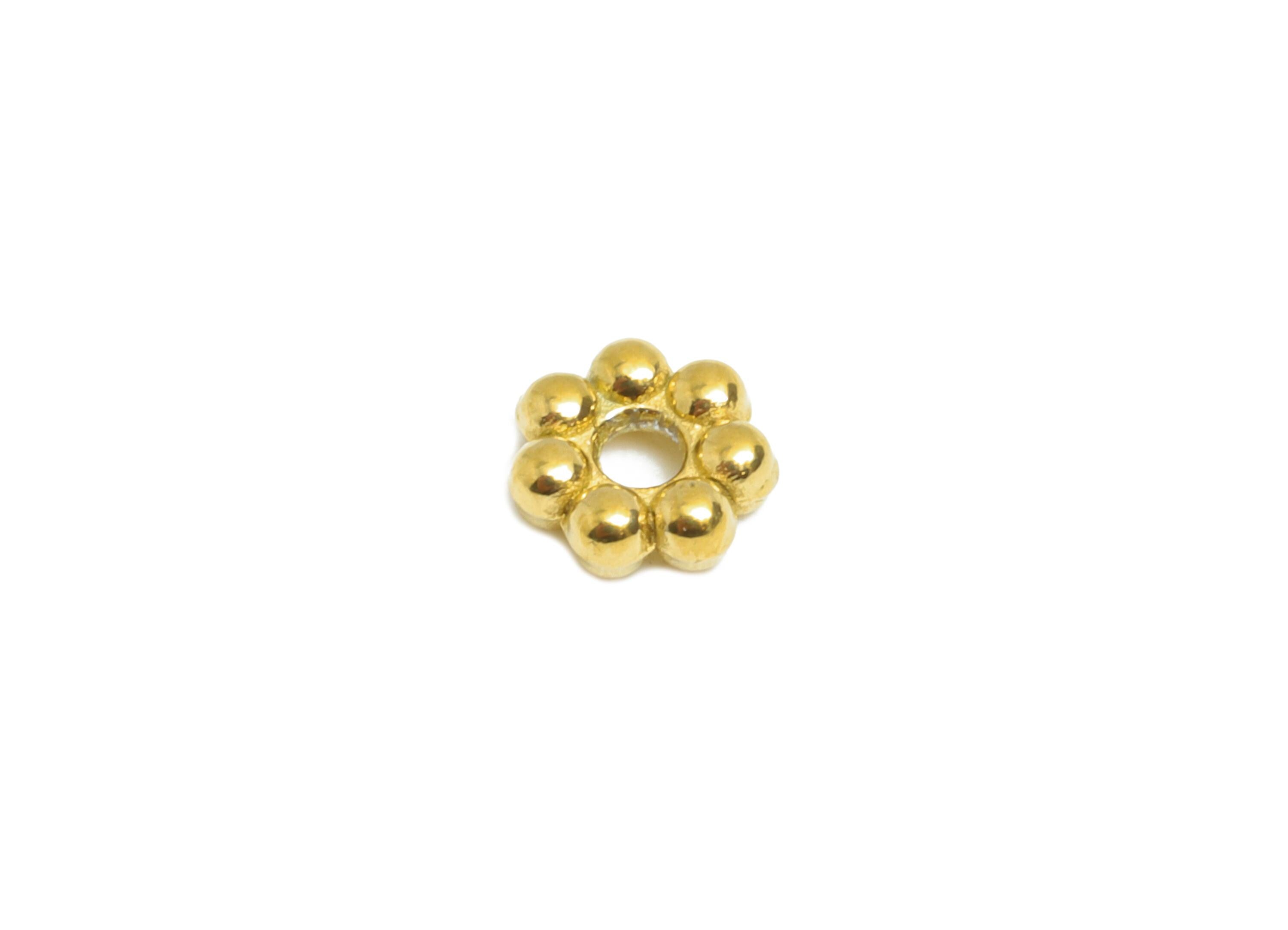 4mm Steel Daisy Spacer Bead - Tiny Bead Spacers for Beading & Crafting - Flower Spacer Beads for Bracelet Making - 18K Vacuum Plated -SS2211