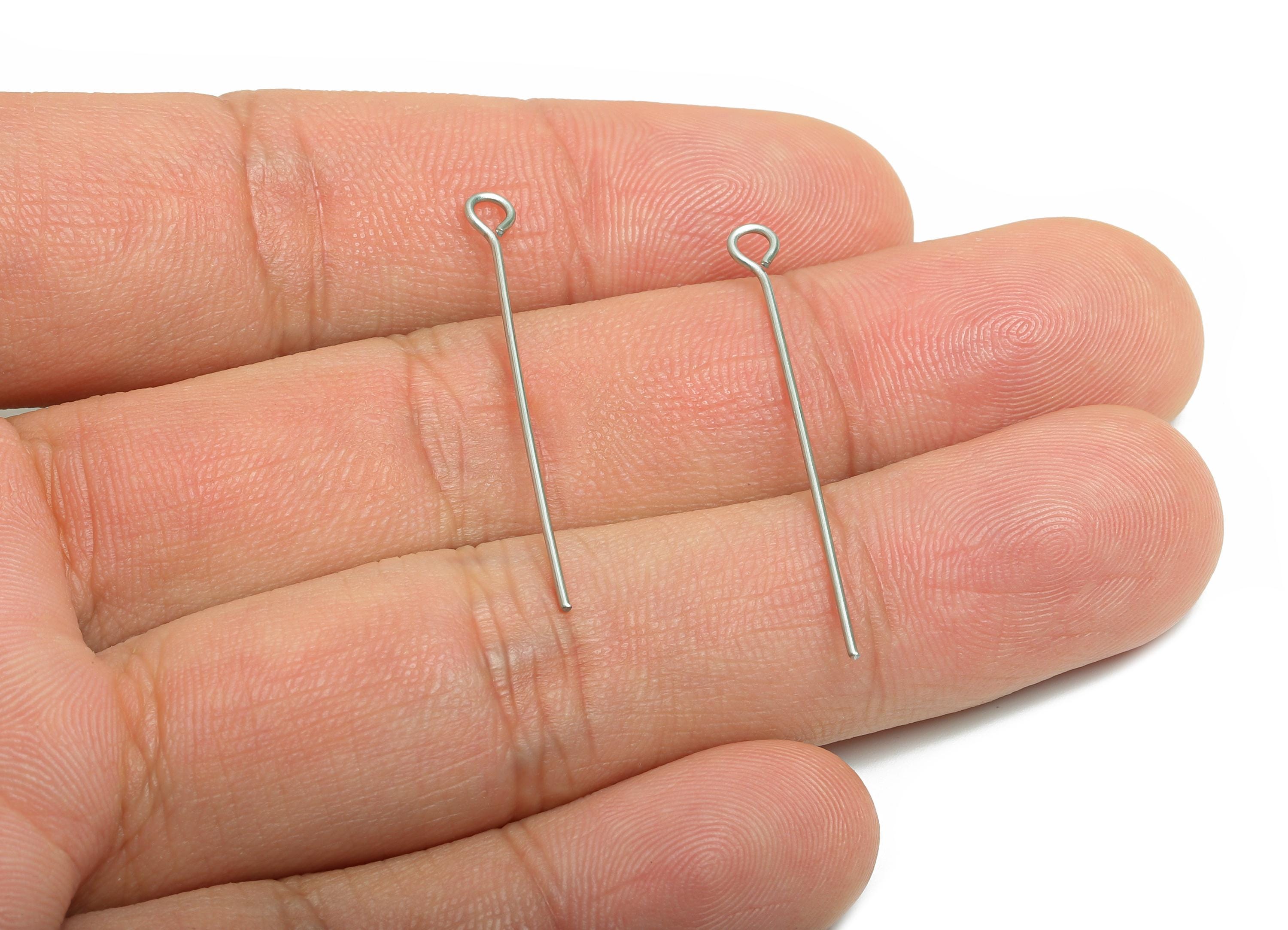 0.7*35mm Steel Eye Pin - Beading Eye Pins for Jewelry - Bulk Eye Pins for Beading Jewelry - Crafting Headpins for Beaded Jewelry - SS2131-35