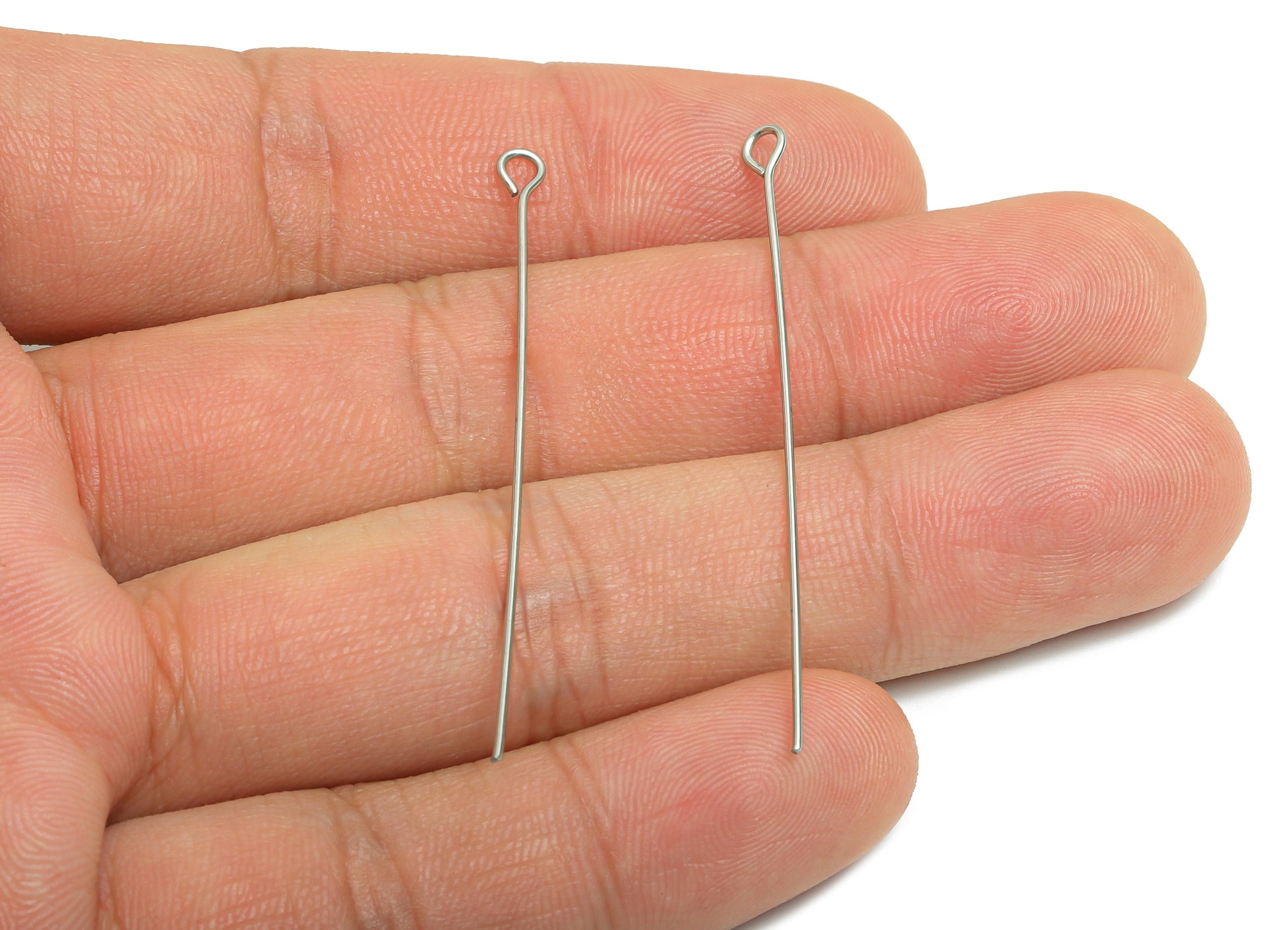 0.7*50mm Steel Eye Pin - Beading Eye Pins for Jewelry - Bulk Eye Pins for Beading Jewelry - Crafting Headpins for Beaded Jewelry - SS2131-50 - DOMEDBAZAAR
