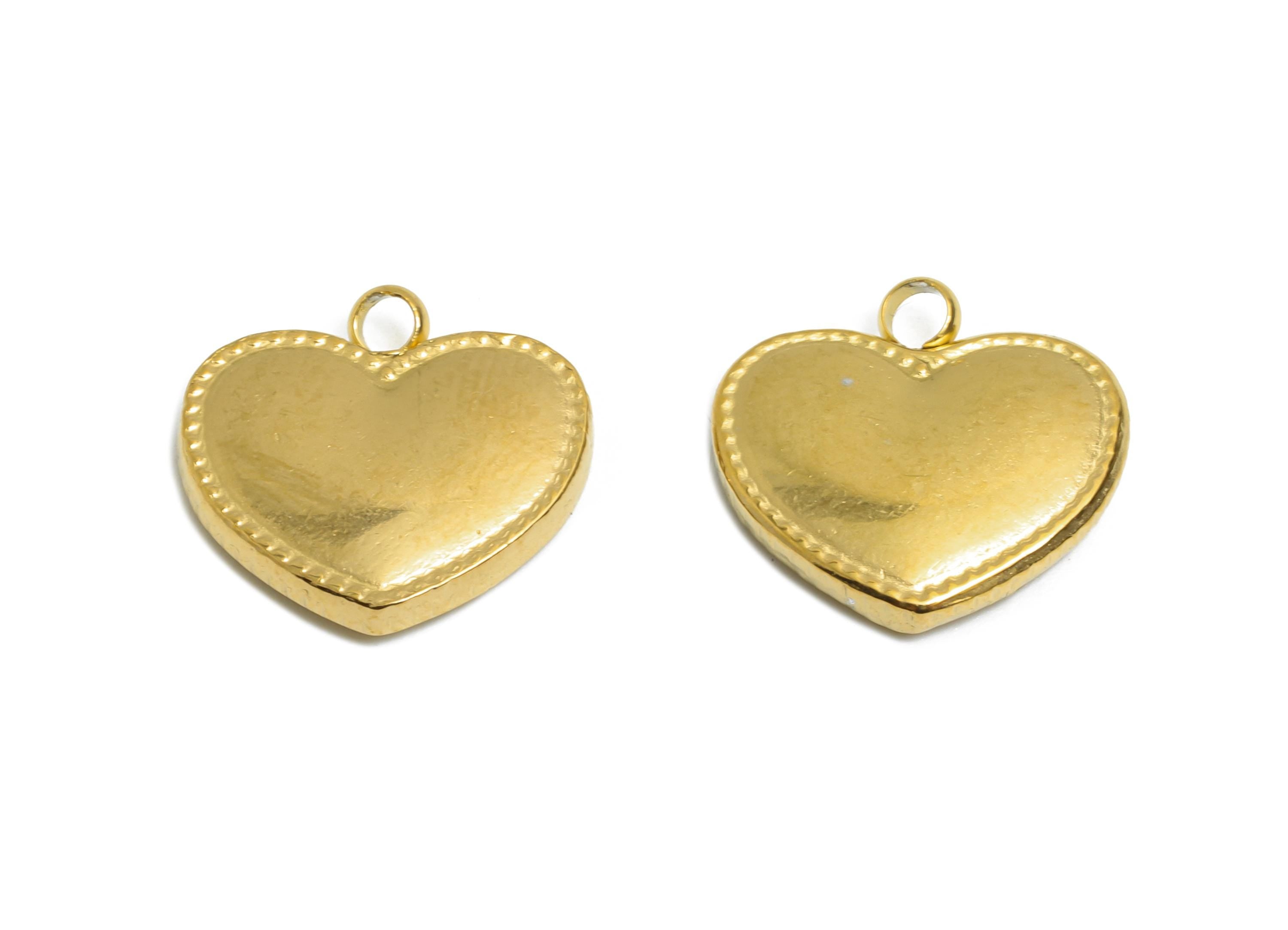 Stainless Steel Heart Pendant - Timeless Heart Necklace Pendant - Romantic Jewelry Making - 18K Vacuum Plated - 13.6x14.27x2.84mm - SS2198G - DOMEDBAZAAR