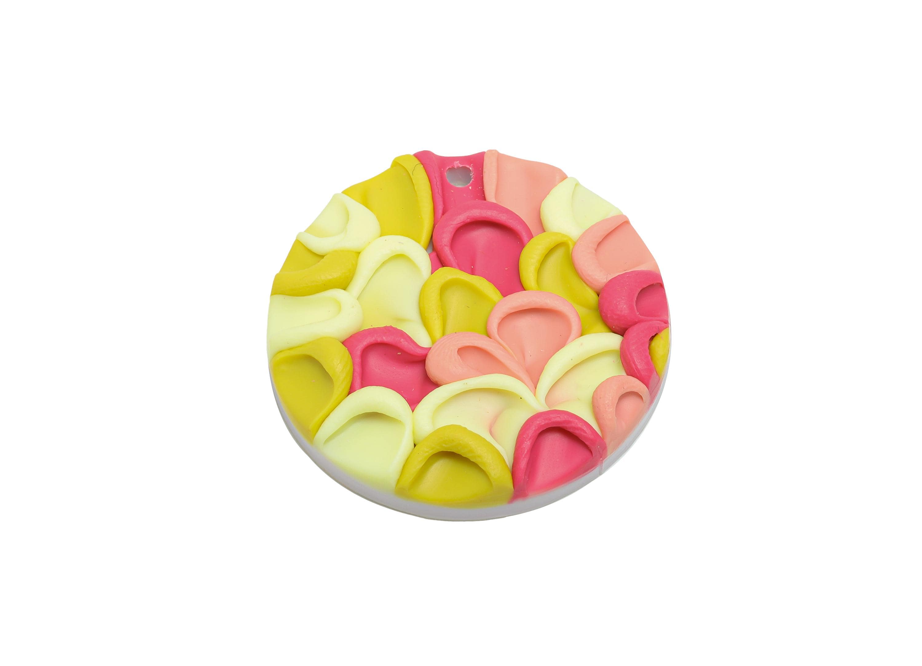 Polymer Clay Round Earring Charms - Artisan 3D Flower Charm - Handmade Craft Embellishment - DIY Craft Jewelry - 32x24x9.65mm - PC2341 - DOMEDBAZAAR