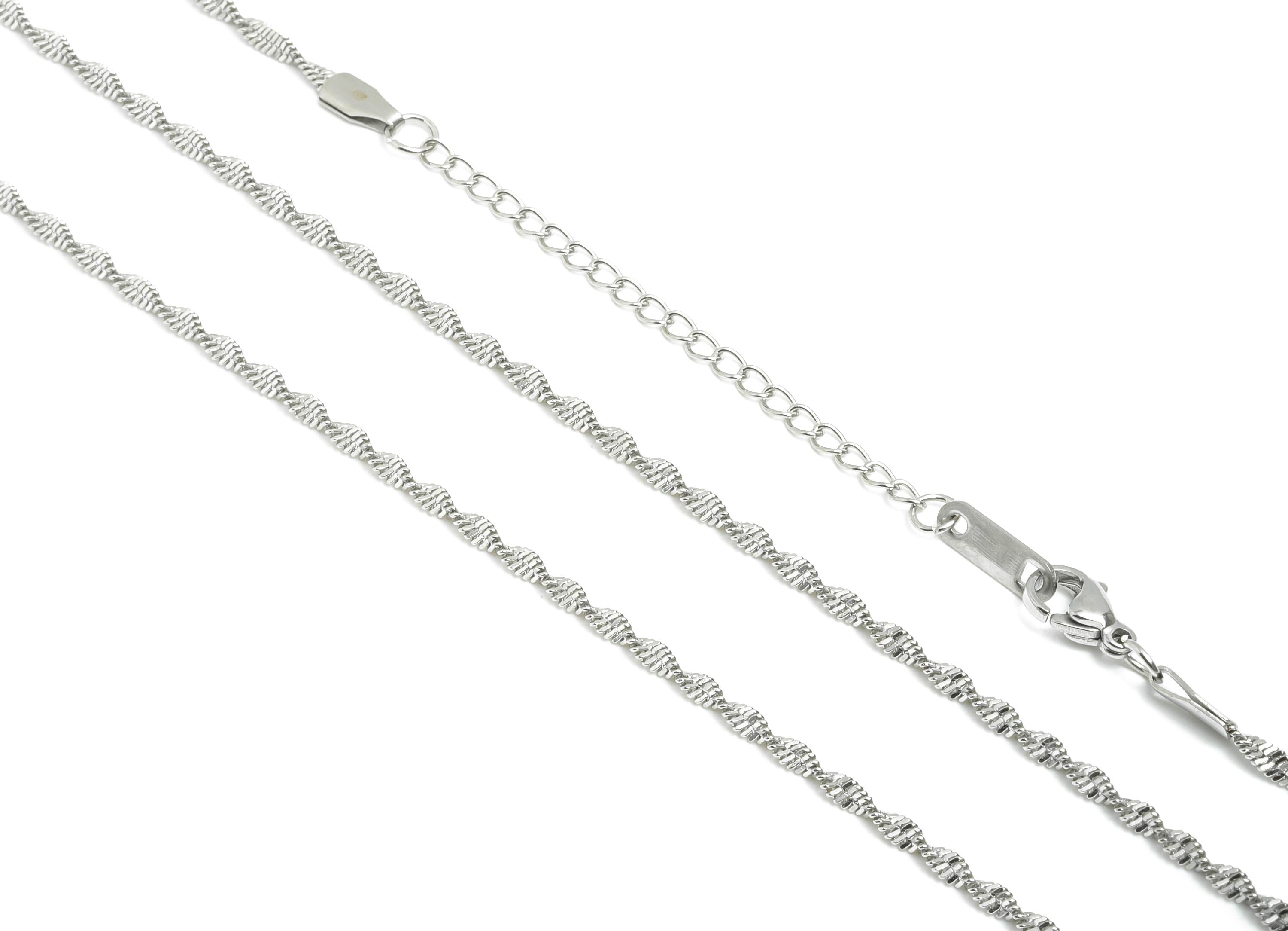 45+5cm Steel Twisted Rope Chain Necklace - Dainty Rope Chain Necklace - Unisex Minimalist Jewelry - Steel Chain Necklace - 2x0.5mm -SS2580 - DOMEDBAZAAR