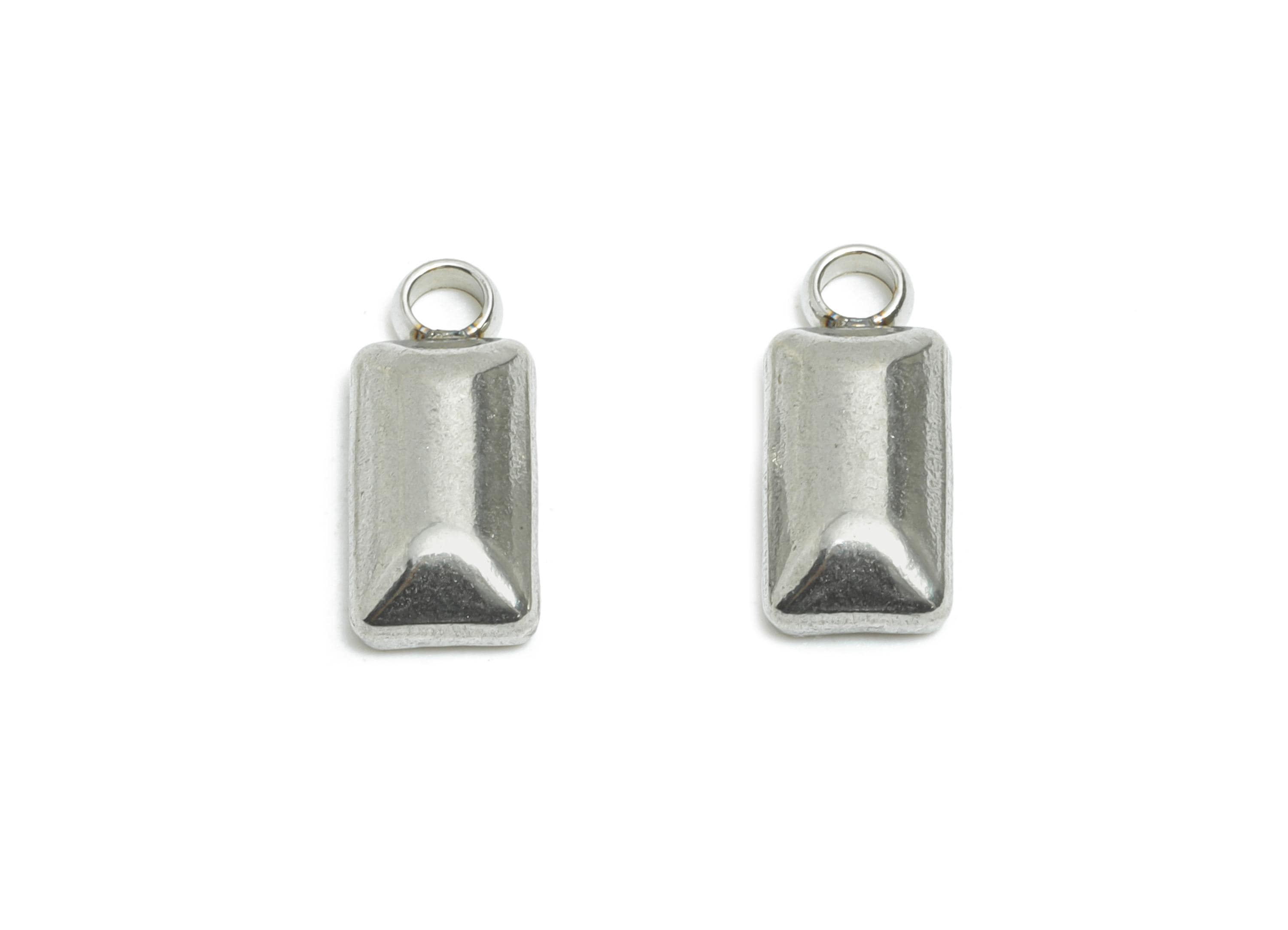Stainless Steel Rectangle Charm - Mini Simple Steel Geometric Charm for Bracelet - Minimalist Metal Jewelry Accent - 11.8x4.9x2.8mm - SS2568 - DOMEDBAZAAR