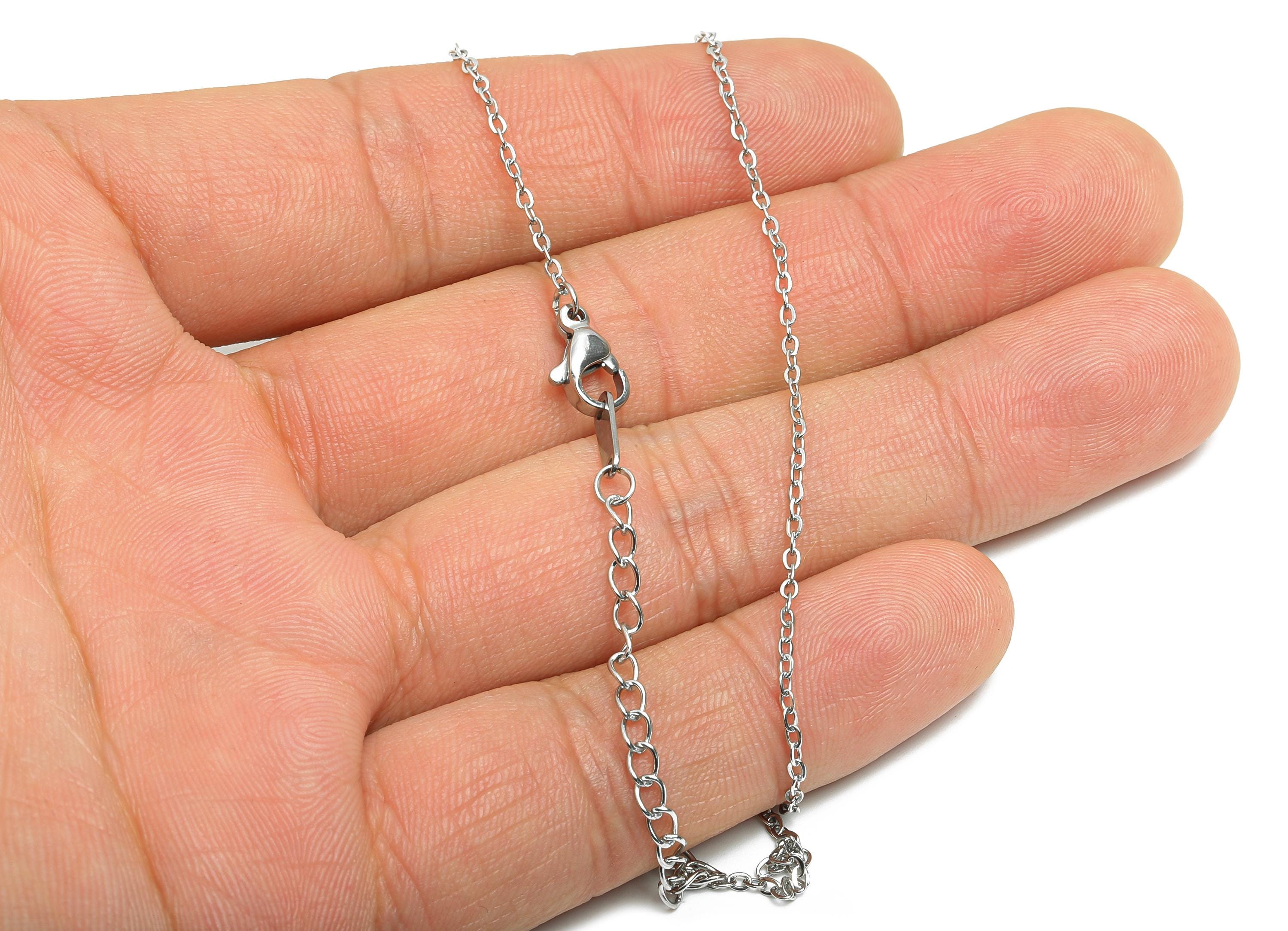 45+5cm Steel Cable Chain Necklace - Adjustable Cable Chain Necklace - Unisex Flat Cable Chain - Steel Chain Necklace - 2x2x0.2mm- SS2578 - DOMEDBAZAAR