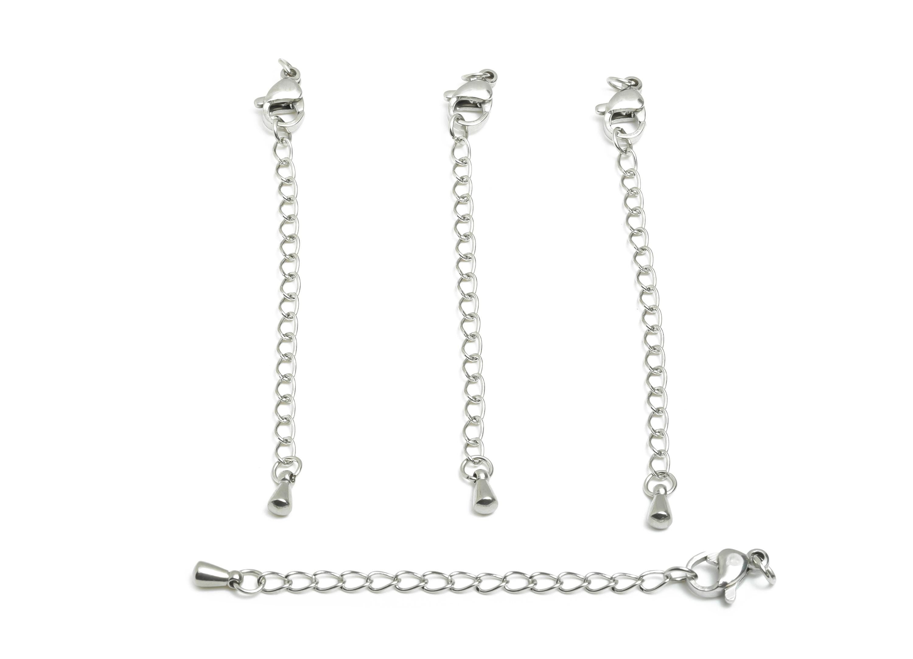 5cm Stainless Steel Chain Extender - Adjustable Necklace Extender - Lobster Clasp Extension - Extender for Chain With Drop Bead - SS2587 - DOMEDBAZAAR