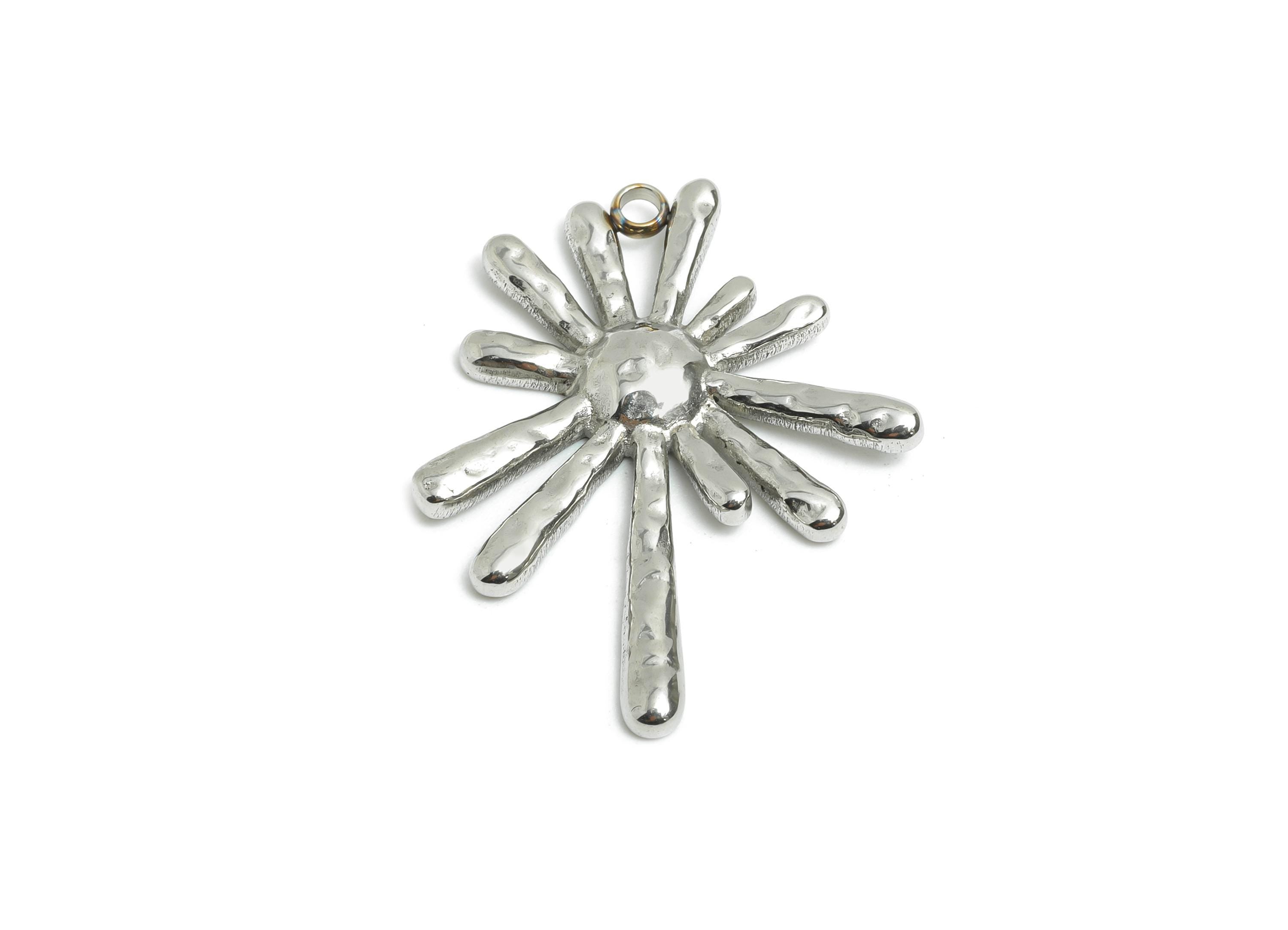 Stainless Steel Sunburst Charms - Steel Starburst Pendant - Minimalist Cosmic Starburst Charms - Steel Jewelry - 30.5x24.7x2.89mm - SS2539 - DOMEDBAZAAR